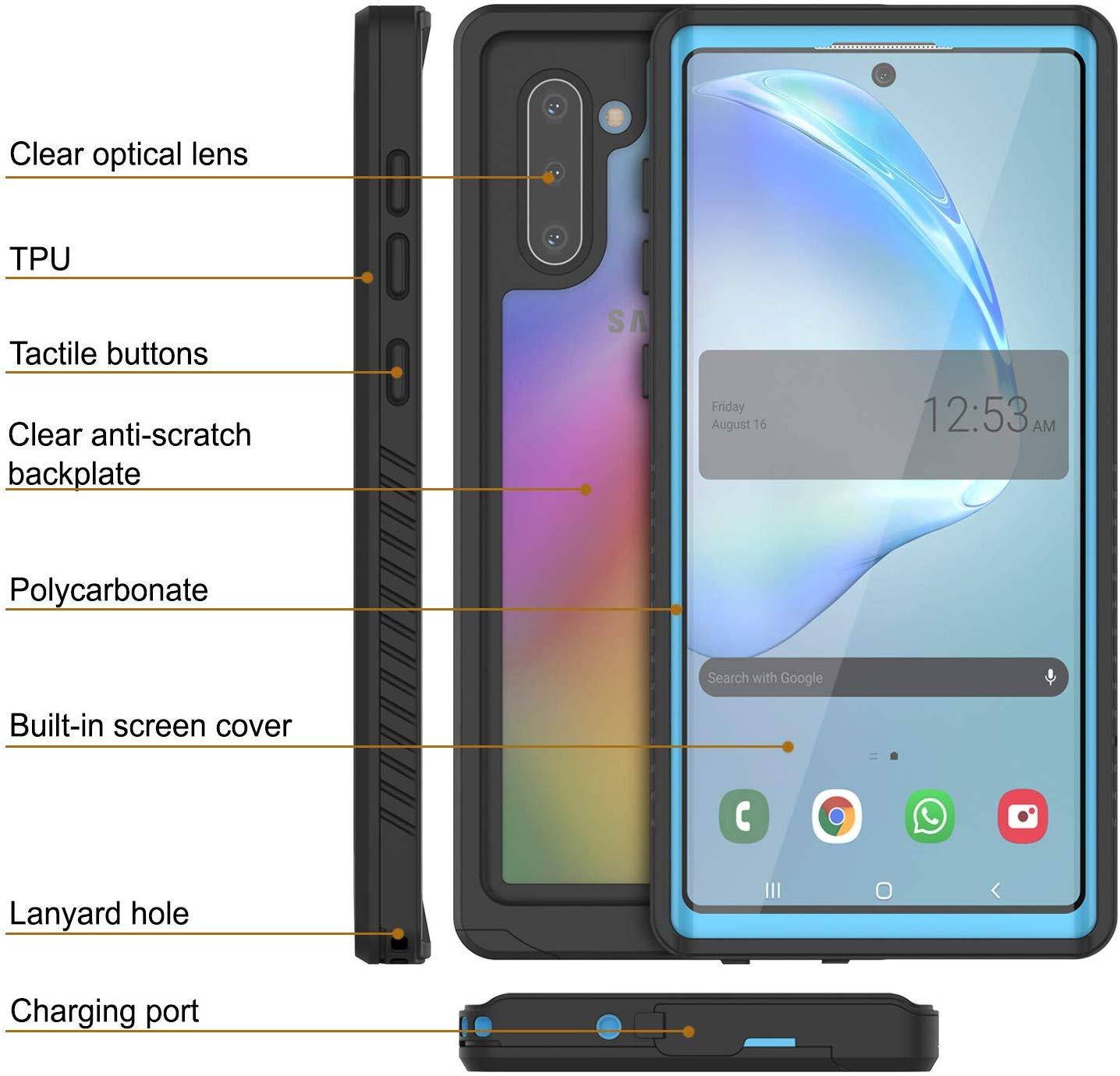 Capa Galaxy Note 10, Punkcase [Série Extrema] Capa de Armadura com Protetor de Tela Integrado [Azul Claro]