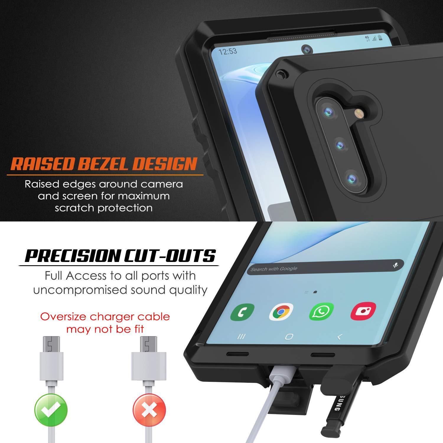Capa Galaxy Note 10, PUNKcase Metálica Preto à prova de choque Slim Metal Armor Case [Preto]