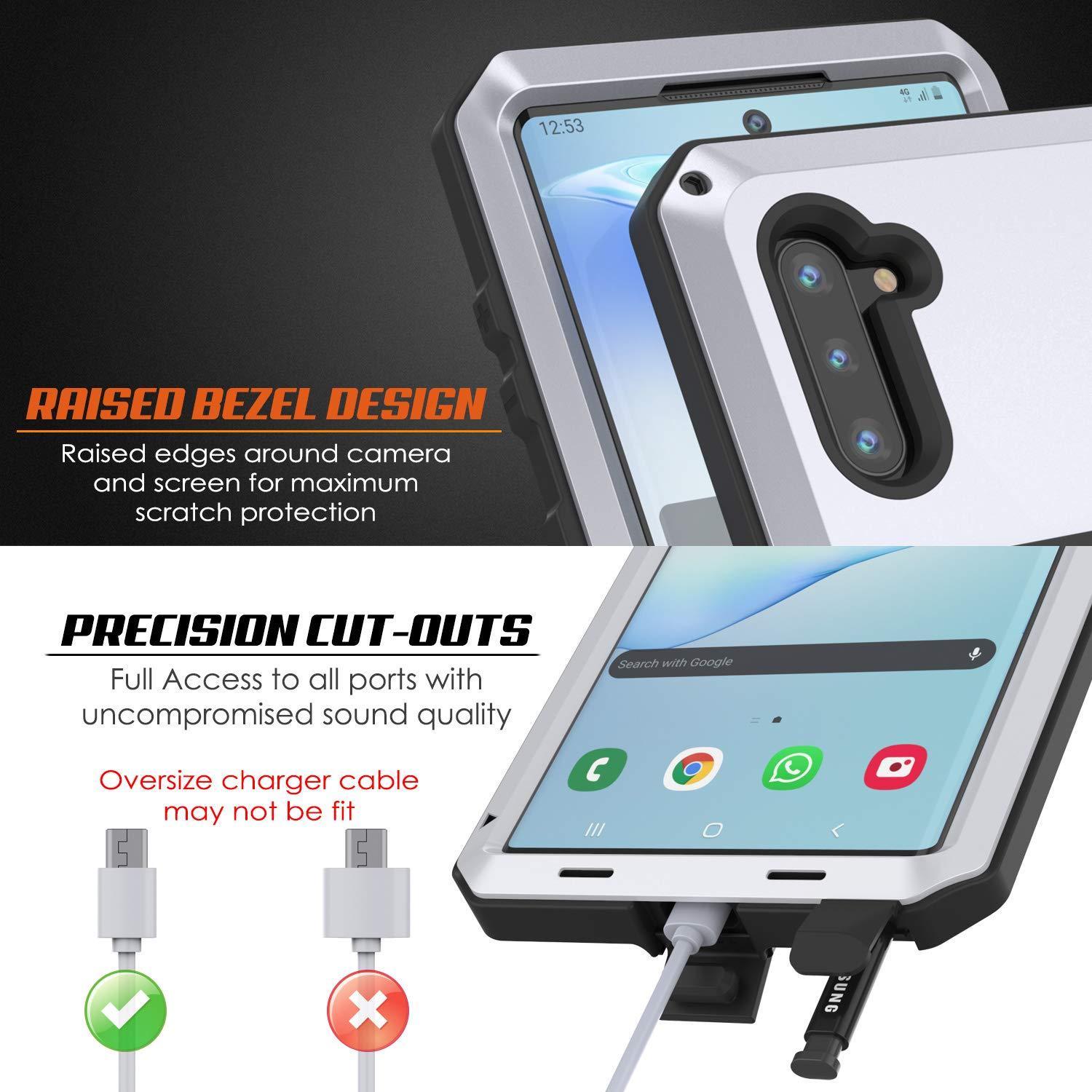 Capa para Galaxy Note 10, PUNKcase Metálica Branca à Prova de Choque Slim Metal Armor Case [Branca]
