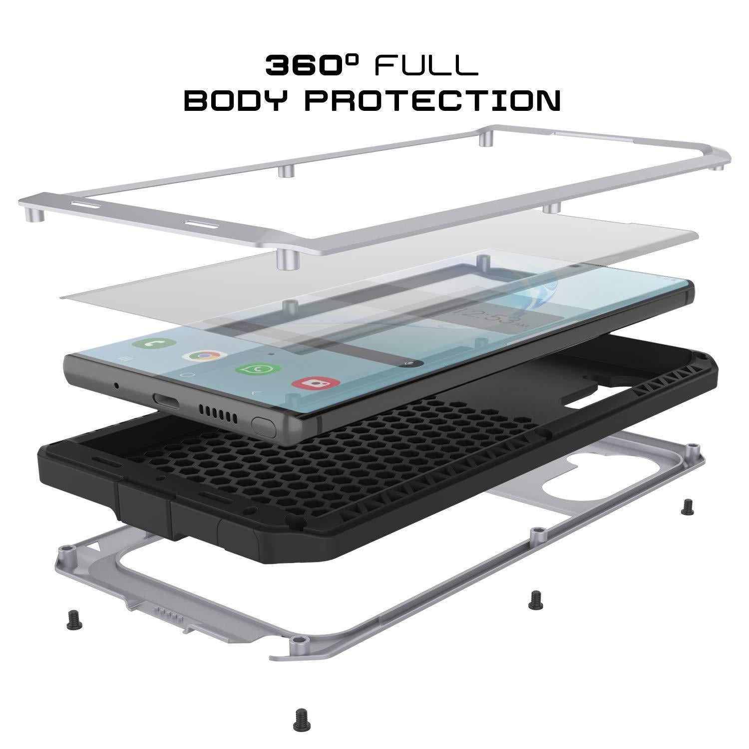 Capa para Galaxy Note 10, PUNKcase Metálica Branca à Prova de Choque Slim Metal Armor Case [Branca]