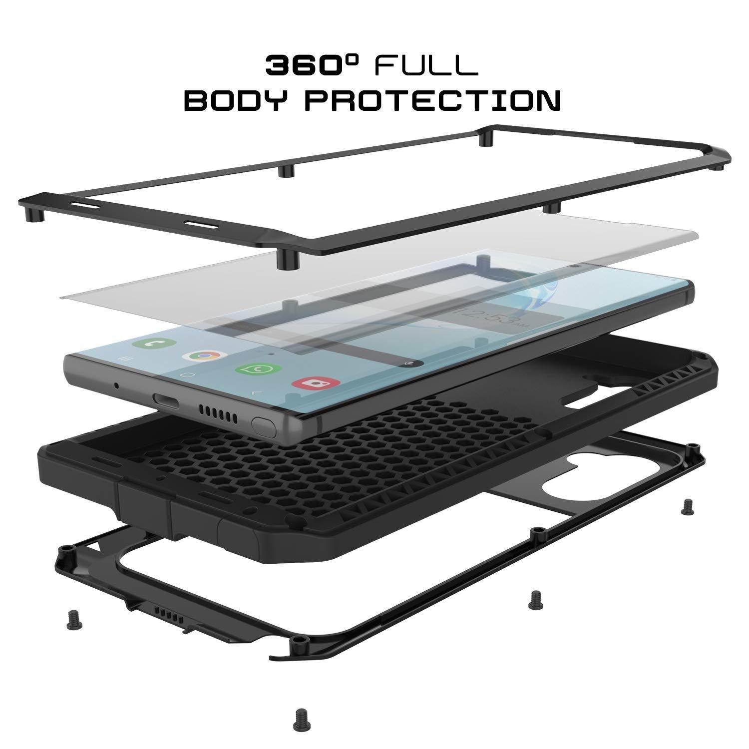 Capa Galaxy Note 10, PUNKcase Metálica Preto à prova de choque Slim Metal Armor Case [Preto]