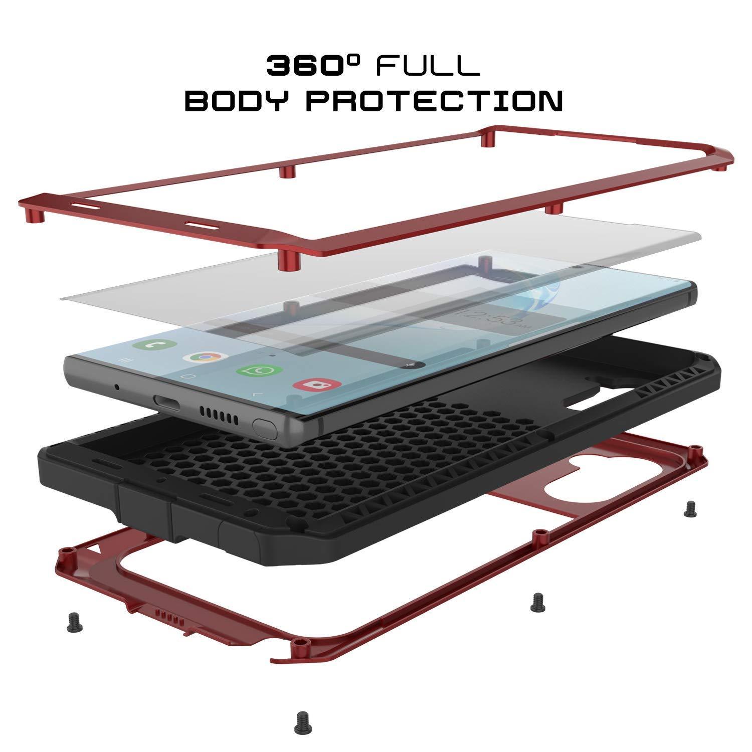 Capa Galaxy Note 10, capa metálica à prova de choque PUNKcase Metallic Red Slim Metal Armor [Vermelho]