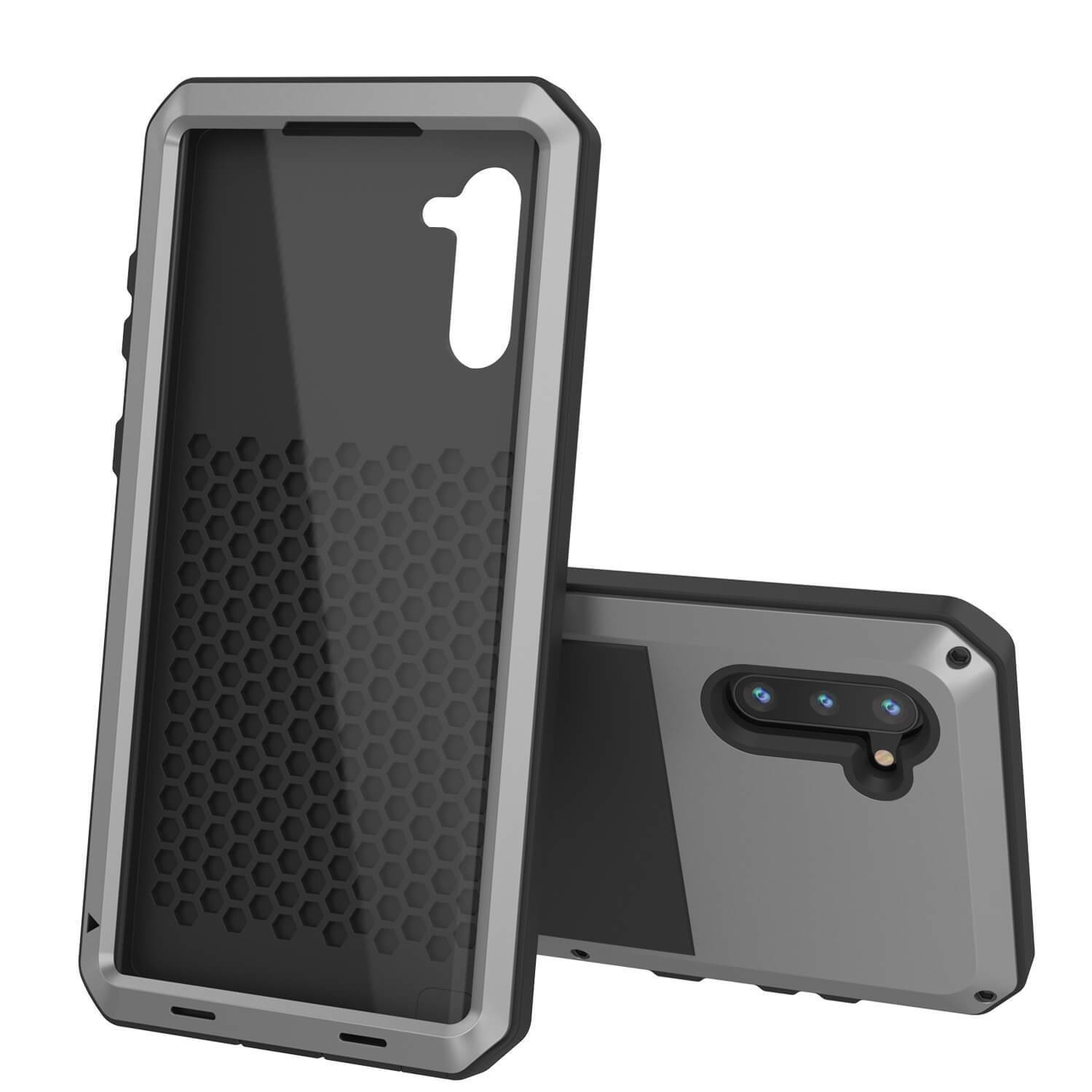 Capa Galaxy Note 10, PUNKcase Prateada Metálica à Prova de Choque, Capa Fina de Armadura Metálica [Prateada]