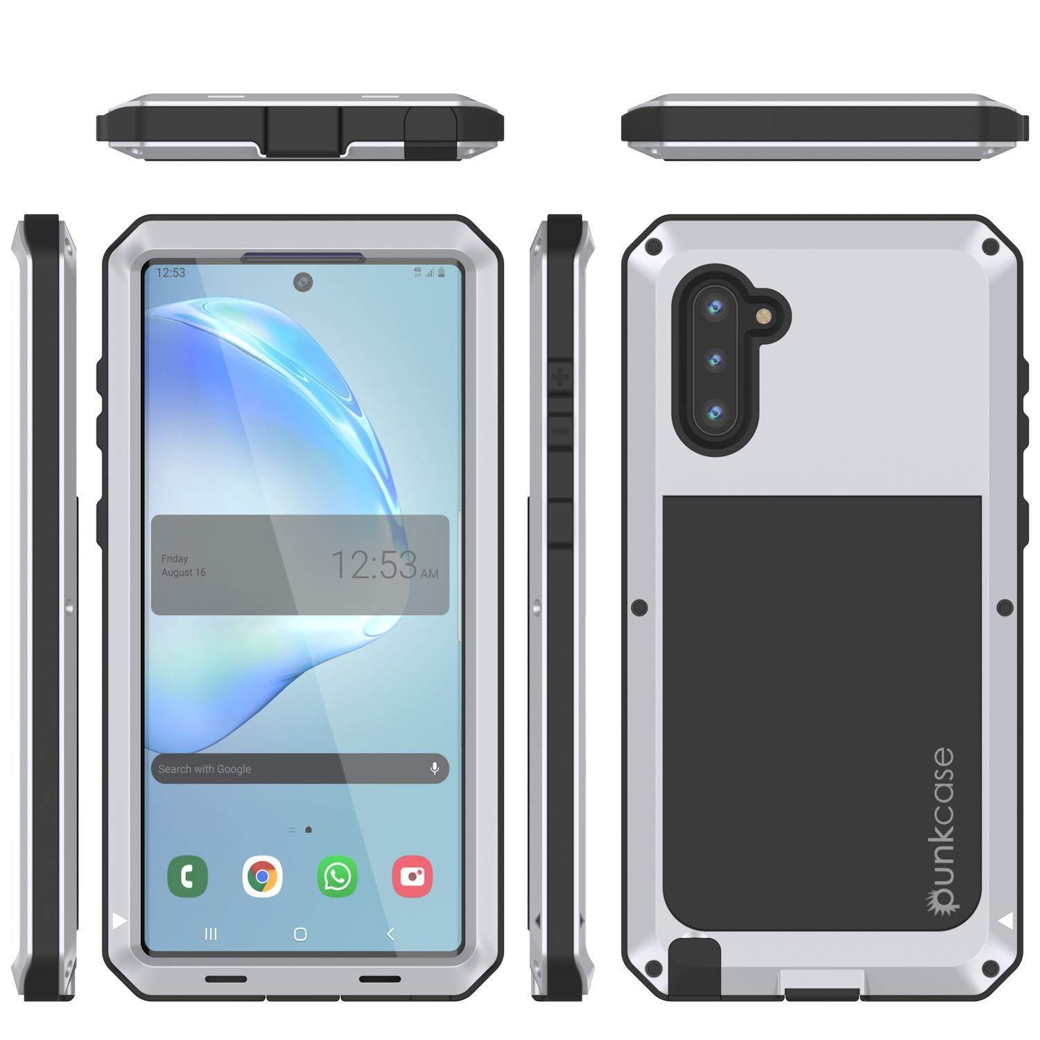 Capa para Galaxy Note 10, PUNKcase Metálica Branca à Prova de Choque Slim Metal Armor Case [Branca]
