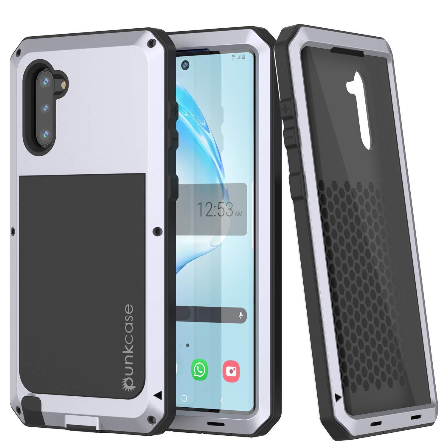 Capa para Galaxy Note 10, PUNKcase Metálica Branca à Prova de Choque Slim Metal Armor Case [Branca]