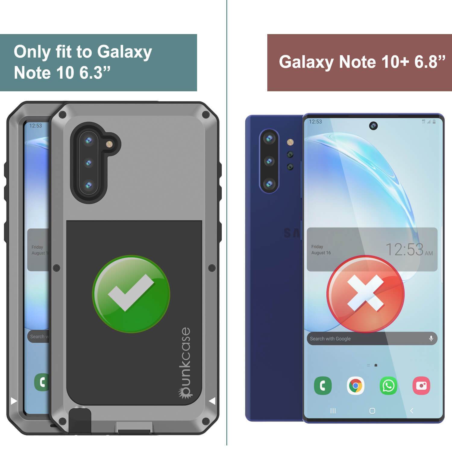 Capa Galaxy Note 10, PUNKcase Prateada Metálica à Prova de Choque, Capa Fina de Armadura Metálica [Prateada]