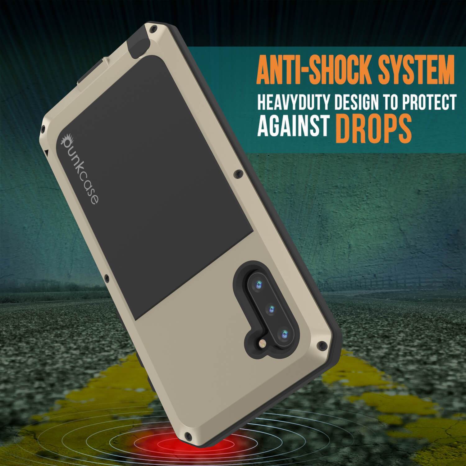Capa Galaxy Note 10, Capa Metálica PUNKcase à Prova de Choque Slim Metal Armor [Dourado]
