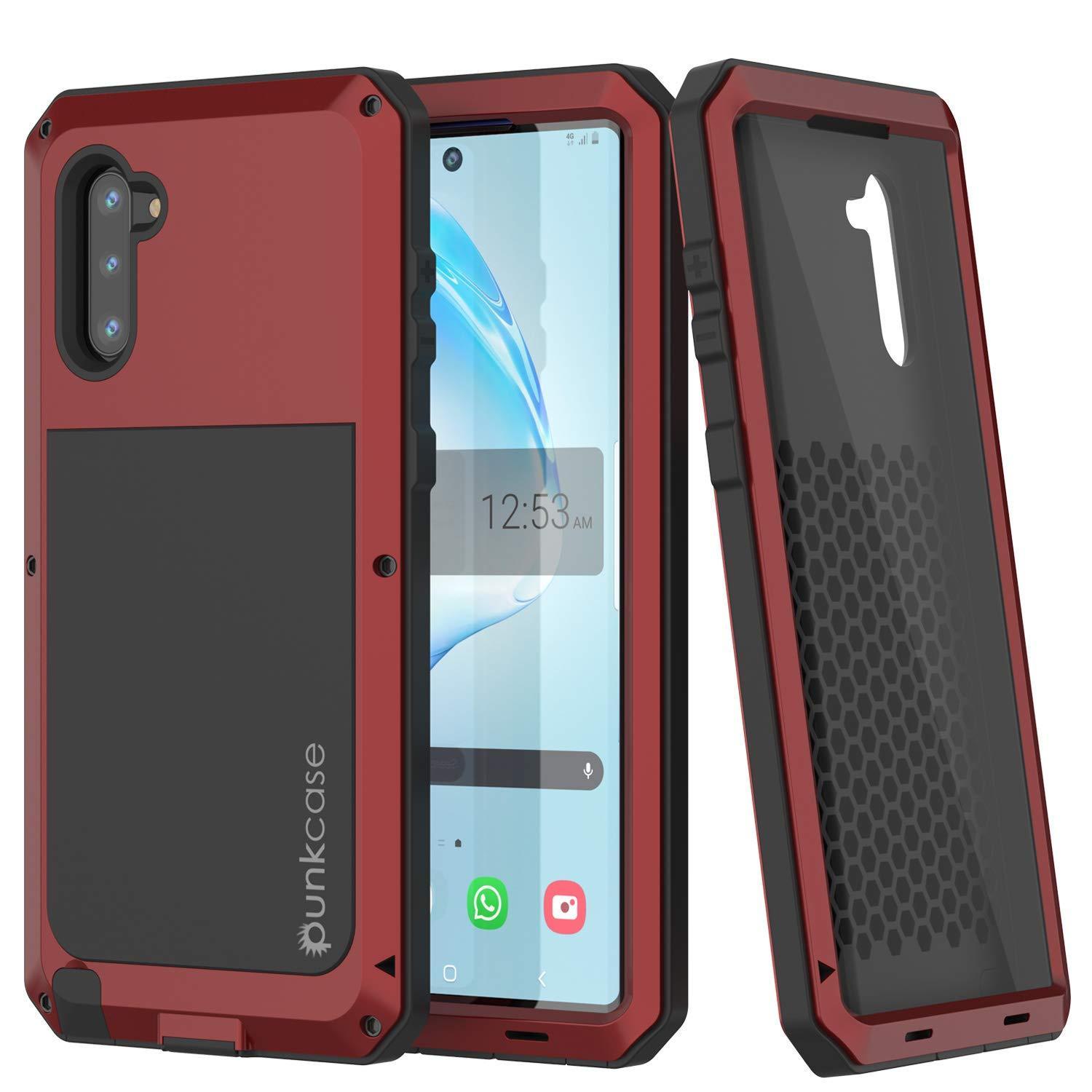 Capa Galaxy Note 10, capa metálica à prova de choque PUNKcase Metallic Red Slim Metal Armor [Vermelho]