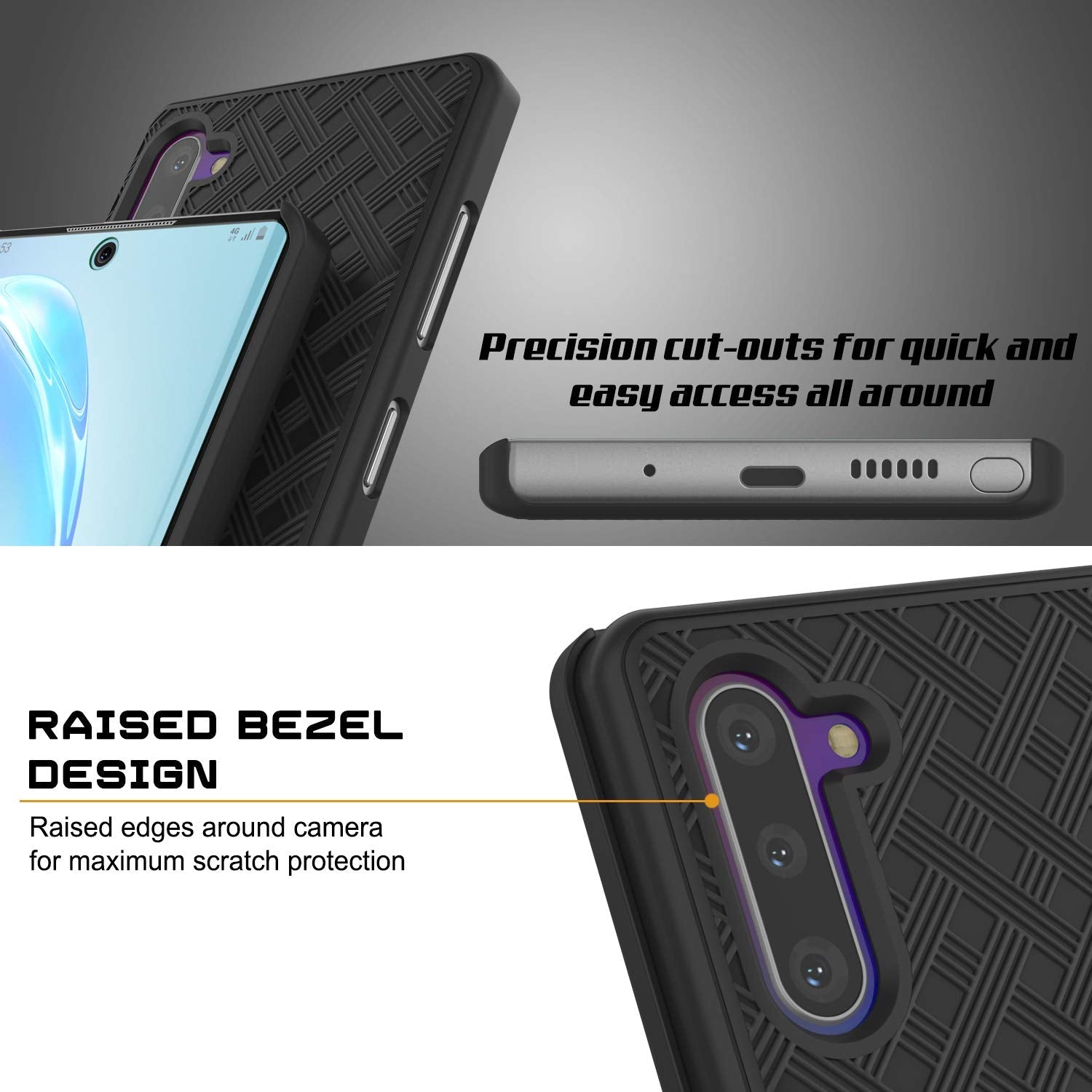 Capa PunkCase Galaxy Note 10 com Protetor de Tela, Clipe de Cinto para Coldre e Suporte Embutido [Preto]