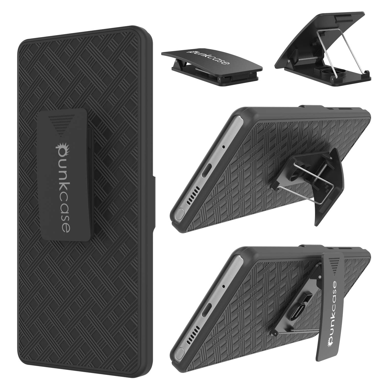 Capa PunkCase Galaxy Note 10 com Protetor de Tela, Clipe de Cinto para Coldre e Suporte Embutido [Preto]