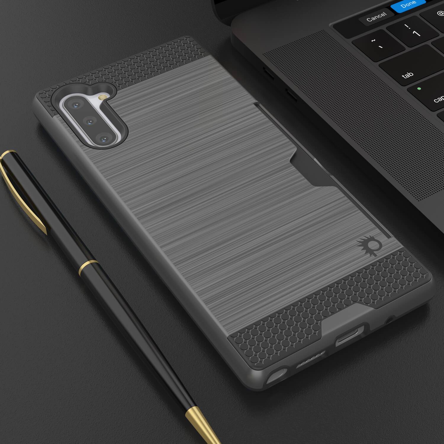 Capa Galaxy Note 10, PUNKcase [Série SLOT] Ajuste Slim Samsung Note 10 [Cinza Escuro]