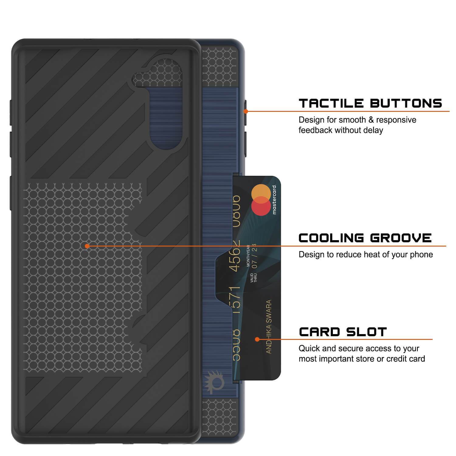 Capa Galaxy Note 10, PUNKcase [Série SLOT] Ajuste Slim Samsung Note 10 [Azul Marinho]