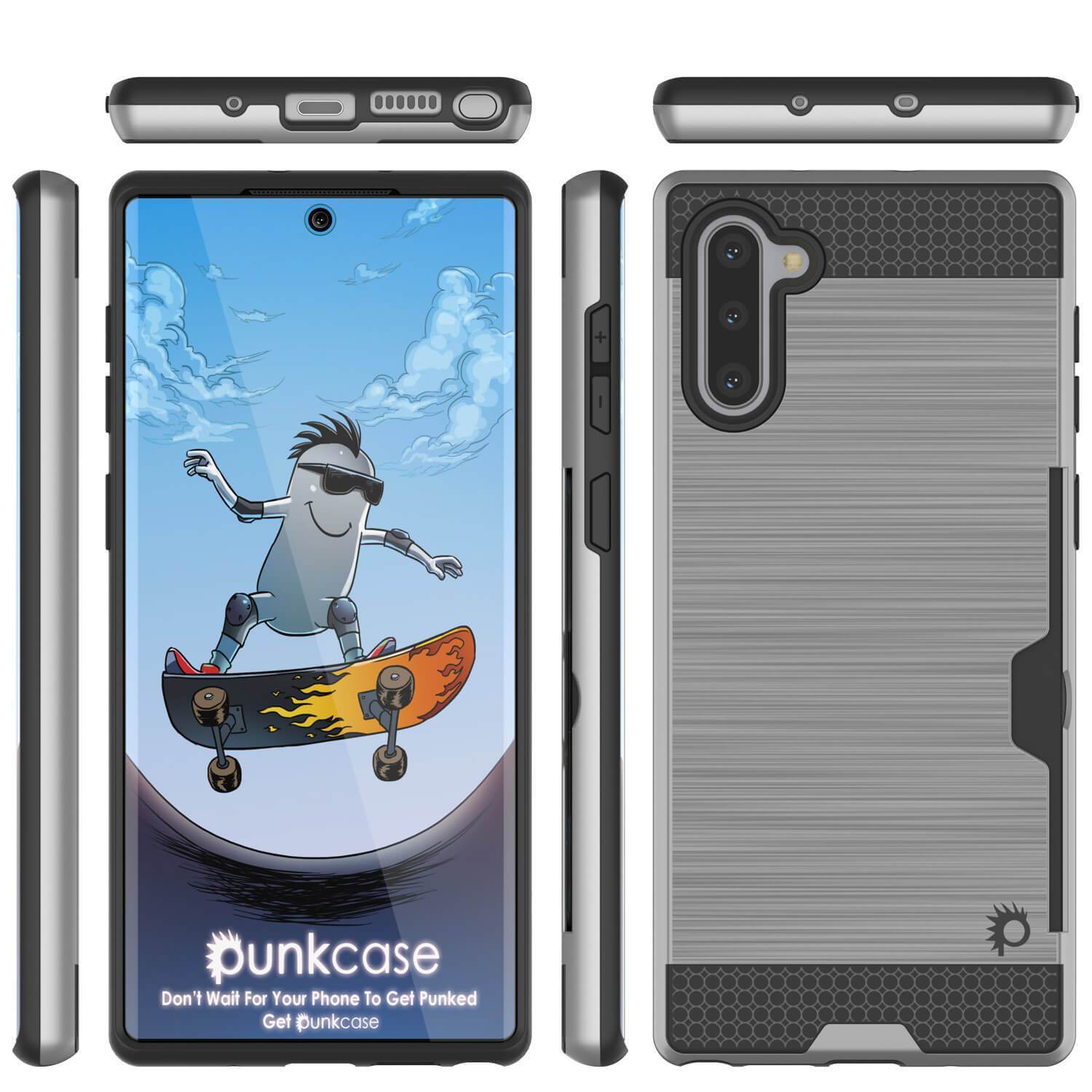 Capa Galaxy Note 10, PUNKcase [Série SLOT] Slim Fit Samsung Note 10 [Prata]