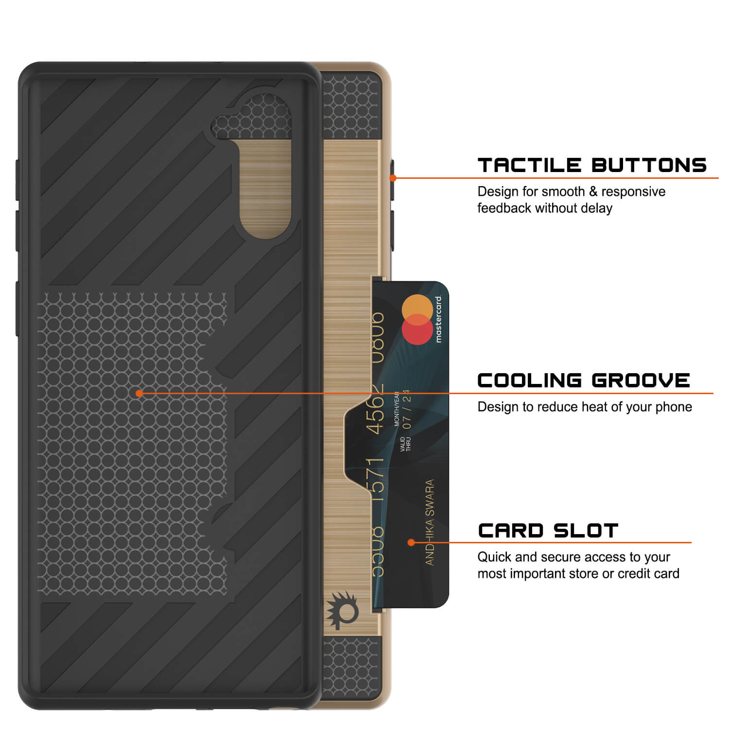 Capa Galaxy Note 10+ Plus, PUNKcase [Série SLOT] Ajuste Fino Samsung Note 10+ Plus [Dourado]