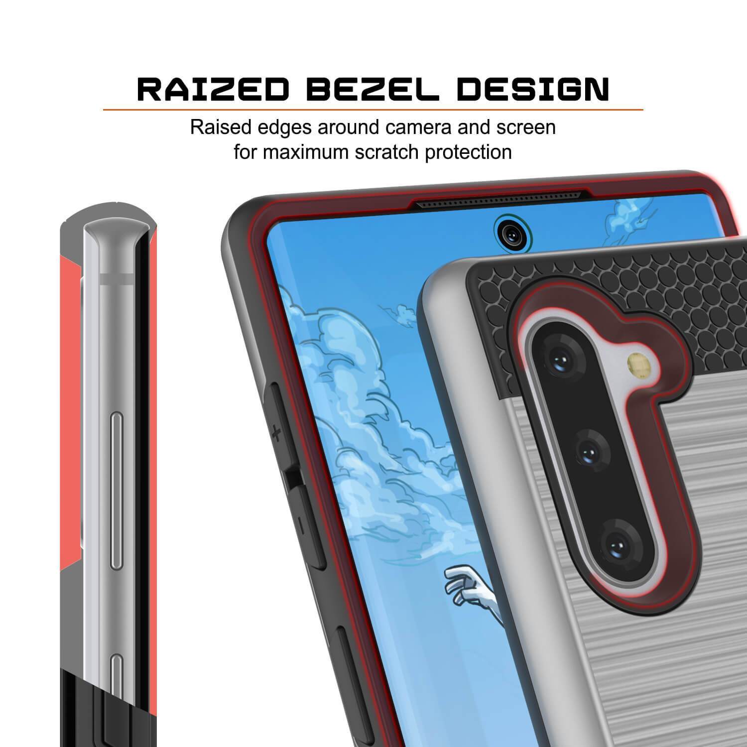Capa Galaxy Note 10, PUNKcase [Série SLOT] Slim Fit Samsung Note 10 [Prata]
