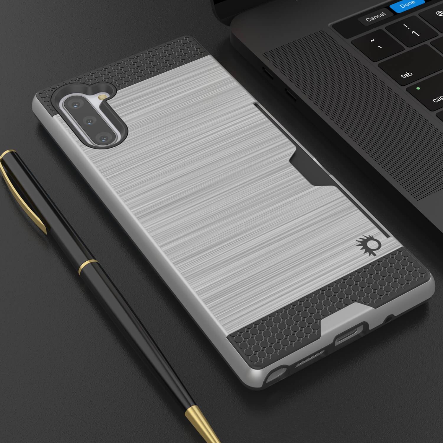 Capa Galaxy Note 10, PUNKcase [Série SLOT] Slim Fit Samsung Note 10 [Prata]