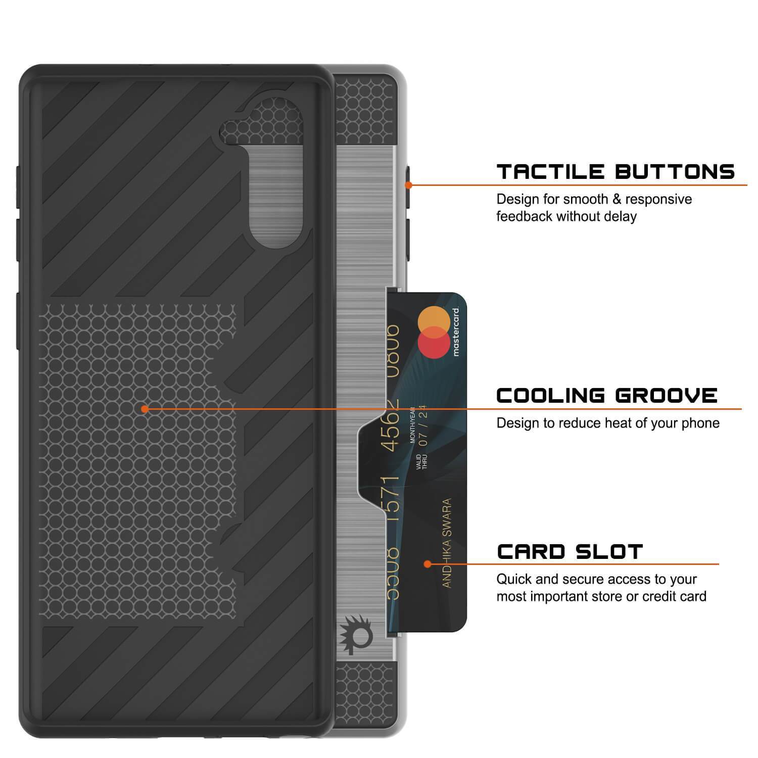 Capa Galaxy Note 10, PUNKcase [Série SLOT] Slim Fit Samsung Note 10 [Prata]