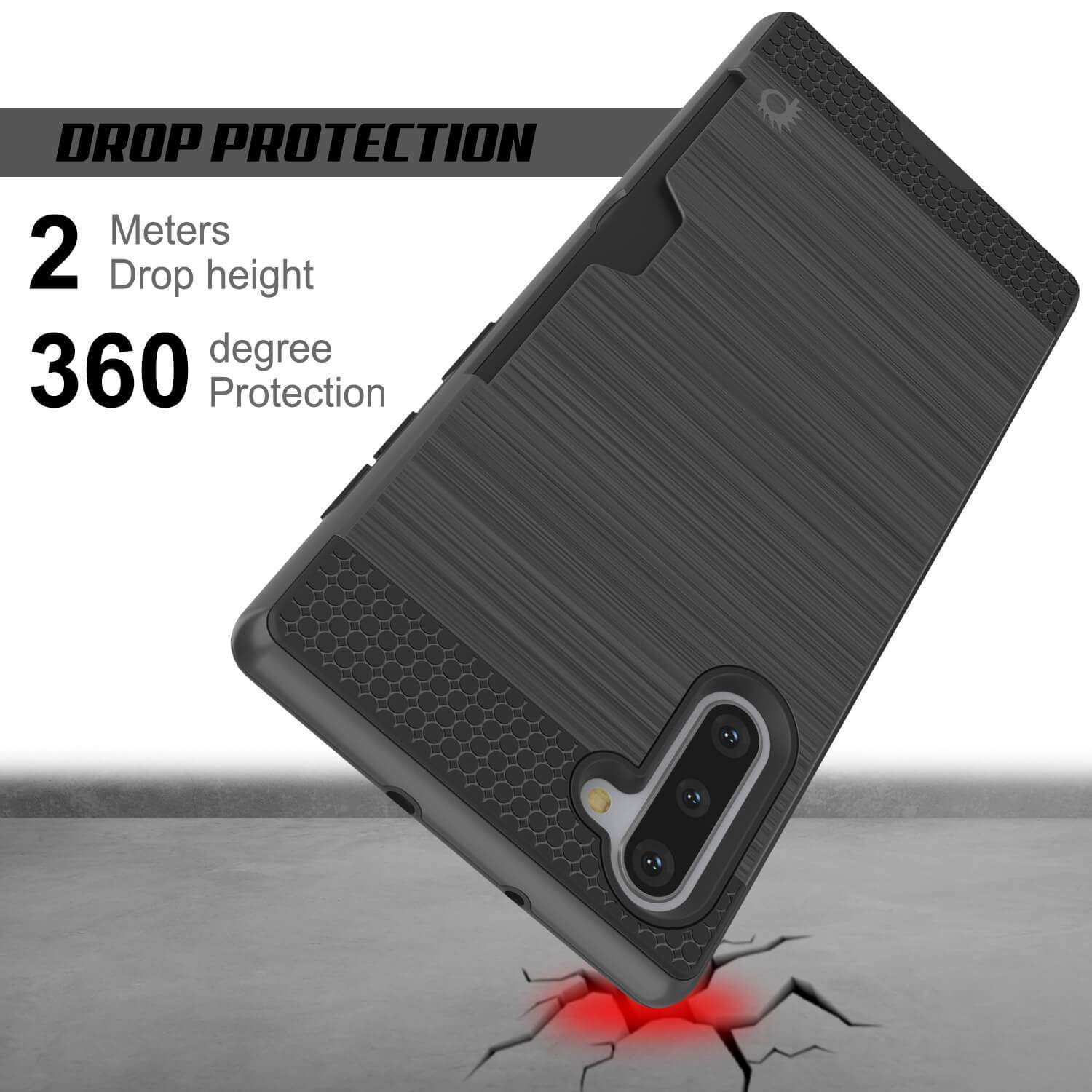 Capa Galaxy Note 10, PUNKcase [Série SLOT] Ajuste Slim Samsung Note 10 [Cinza Escuro]