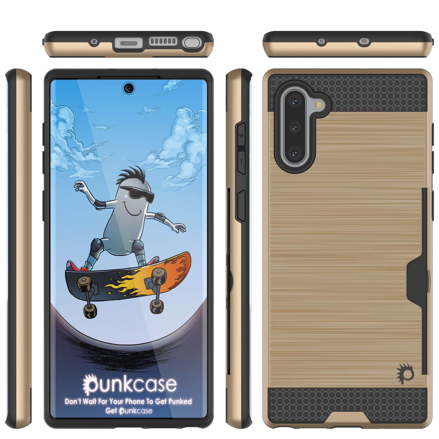 Capa Galaxy Note 10+ Plus, PUNKcase [Série SLOT] Ajuste Fino Samsung Note 10+ Plus [Dourado]