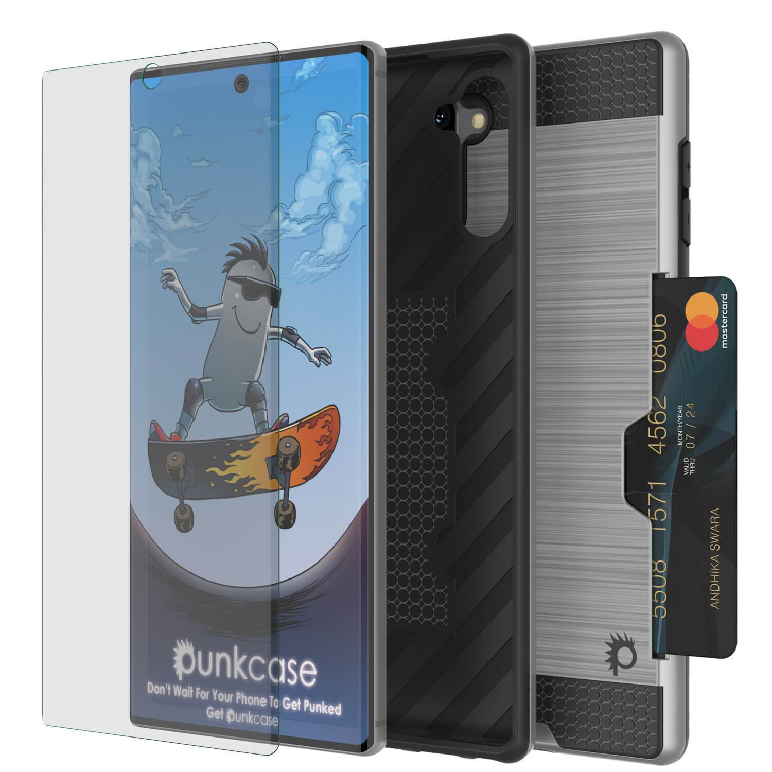 Capa Galaxy Note 10, PUNKcase [Série SLOT] Slim Fit Samsung Note 10 [Prata]