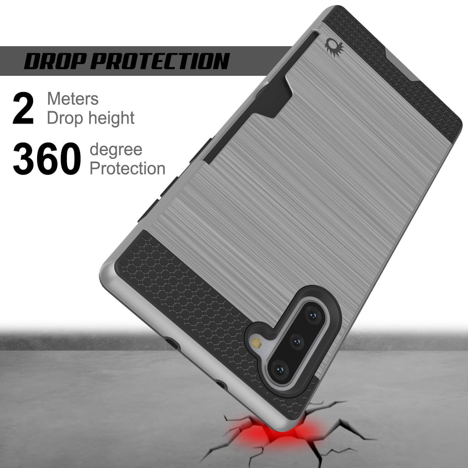Capa Galaxy Note 10, PUNKcase [Série SLOT] Slim Fit Samsung Note 10 [Prata]