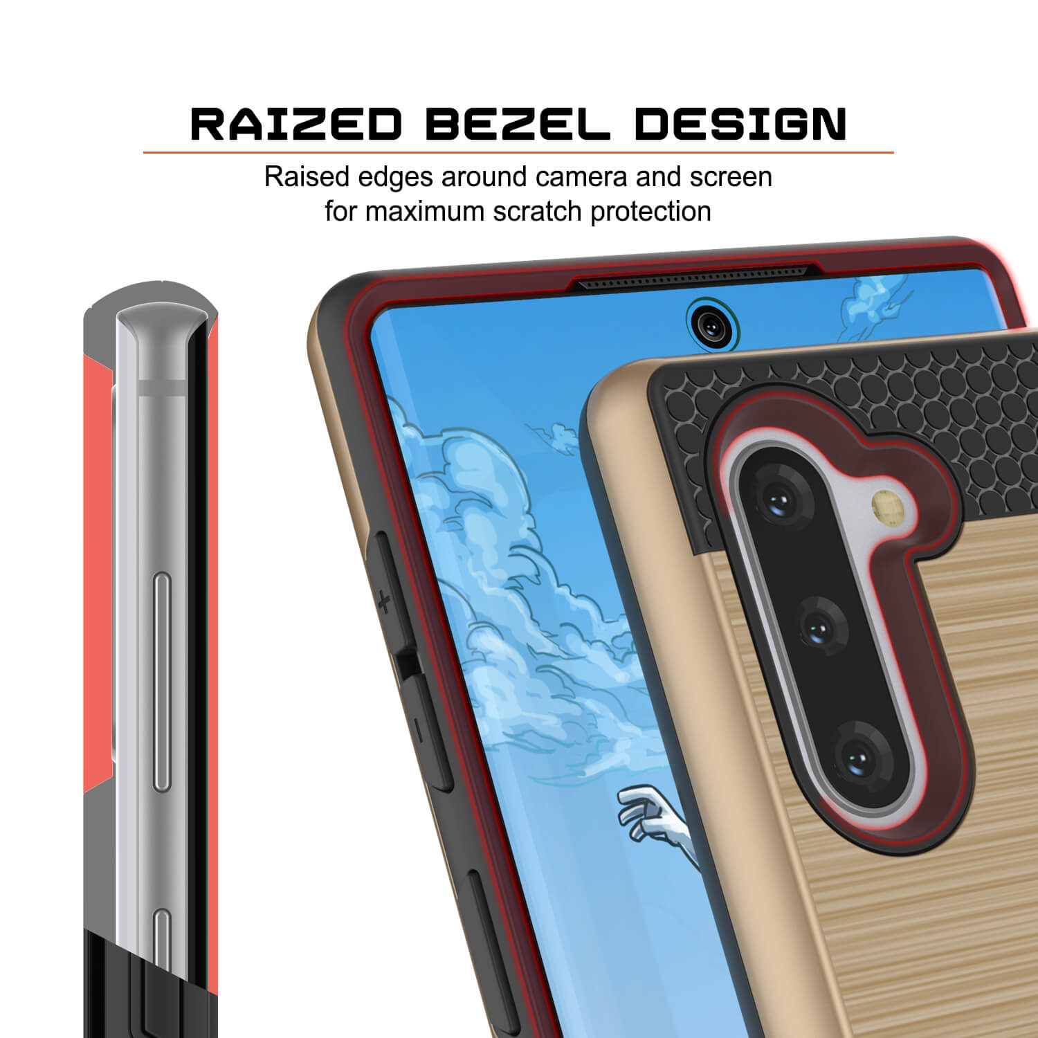 Capa Galaxy Note 10+ Plus, PUNKcase [Série SLOT] Ajuste Fino Samsung Note 10+ Plus [Dourado]