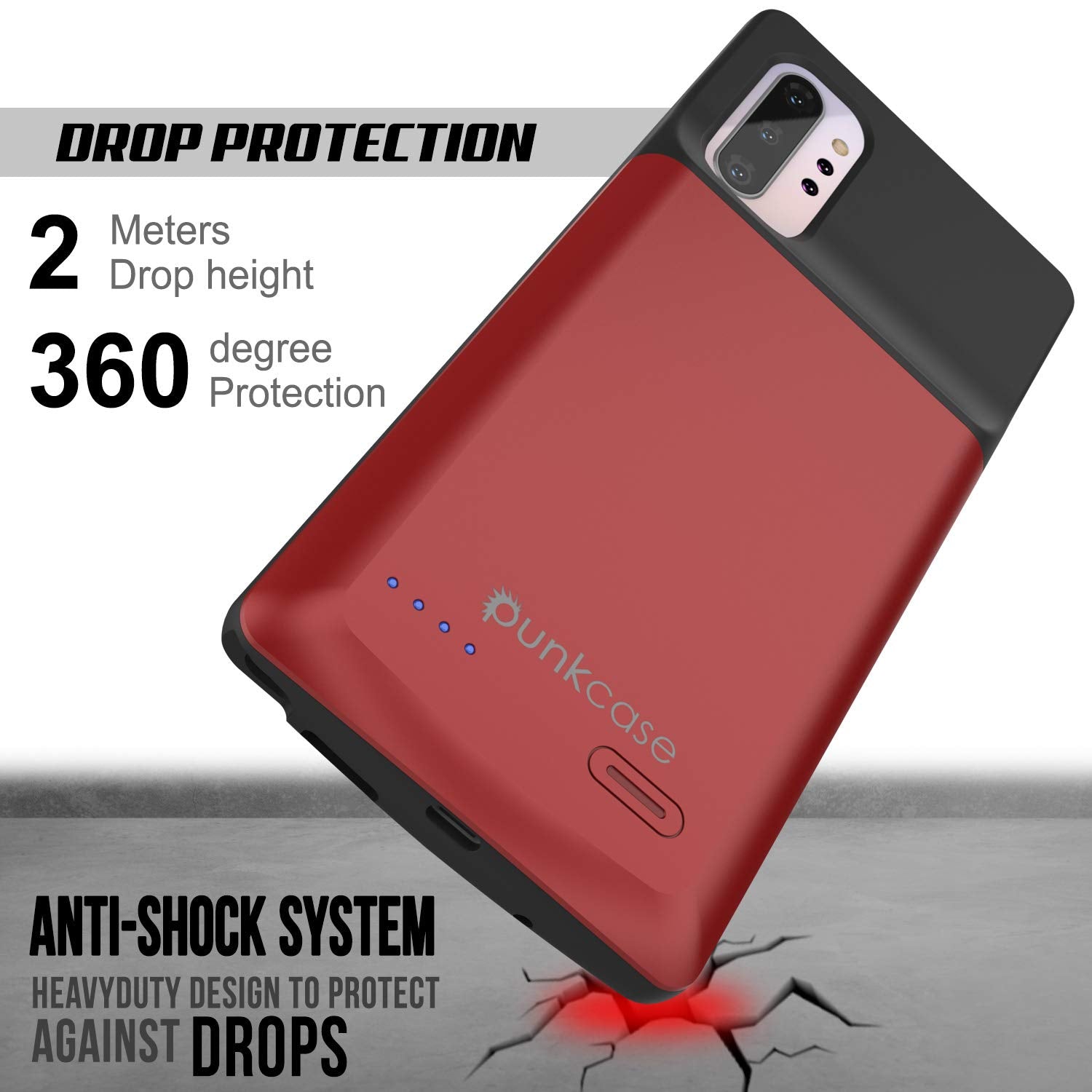 Carregador de bateria Galaxy Note 10+ Plus 6000mAh com porta USB e estojo fino [vermelho]