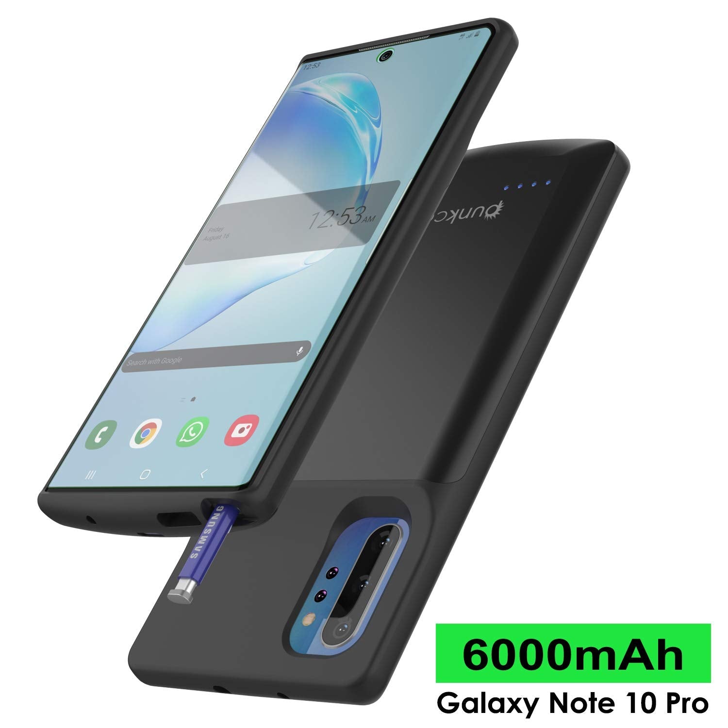 Carregador de Bateria Galaxy Note 10+ Plus 6000mAH com Porta USB e Capa Fina [Preto]