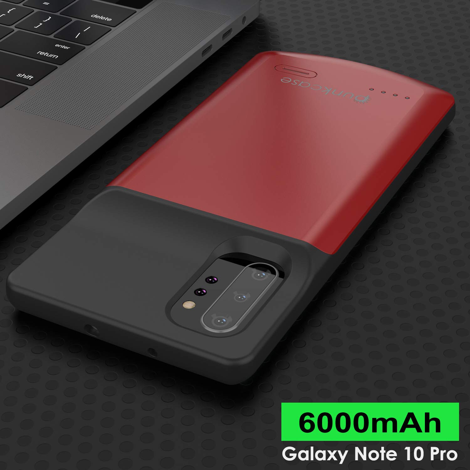 Carregador de bateria Galaxy Note 10+ Plus 6000mAh com porta USB e estojo fino [vermelho]