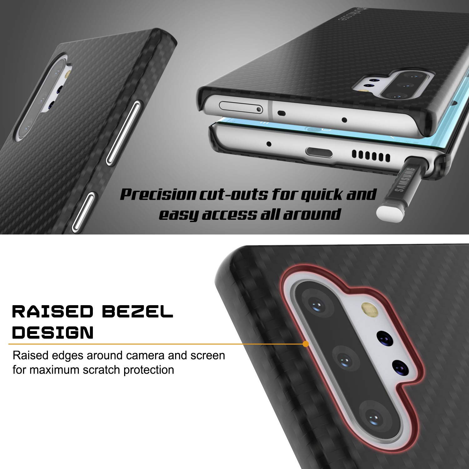 Capa Galaxy Note 10+ Plus, Punkcase CarbonShield, Capa Resistente e Ultra Fina