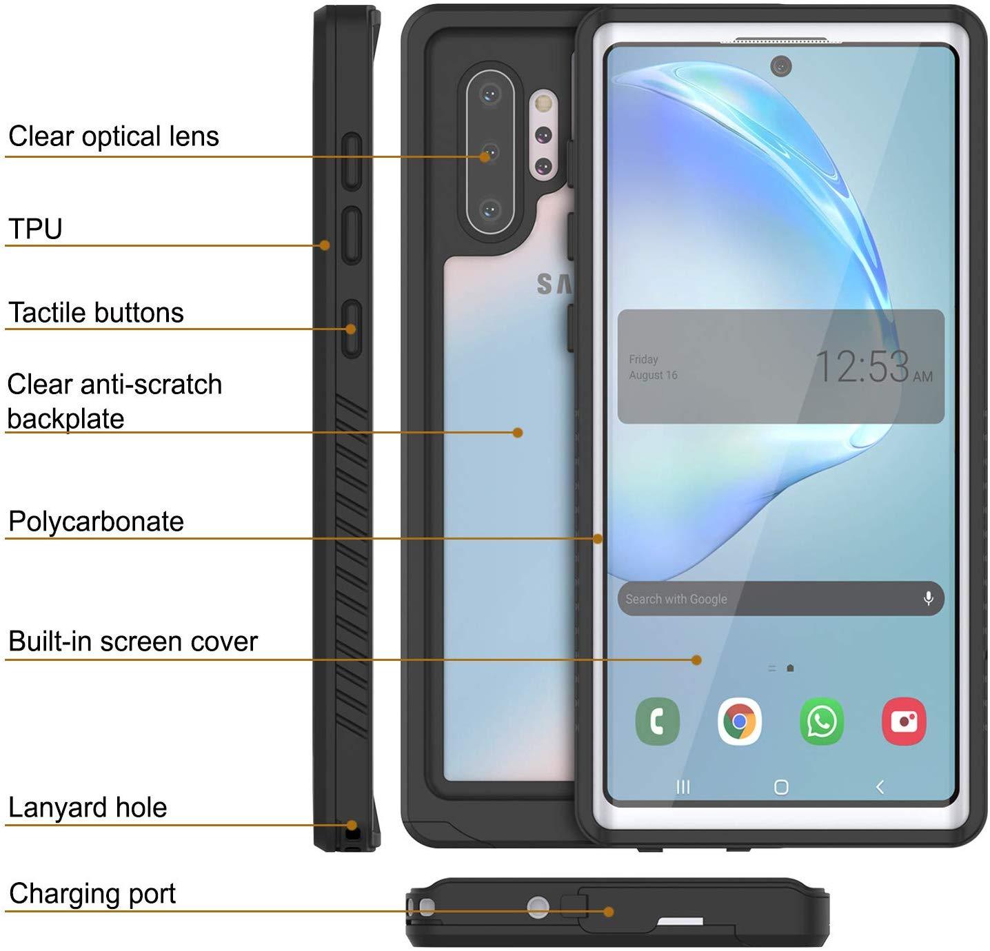 Capa Galaxy Note 10+ Plus, Punkcase [Série Extrema] Cobertura de Armadura com Protetor de Tela Integrado [Branco]
