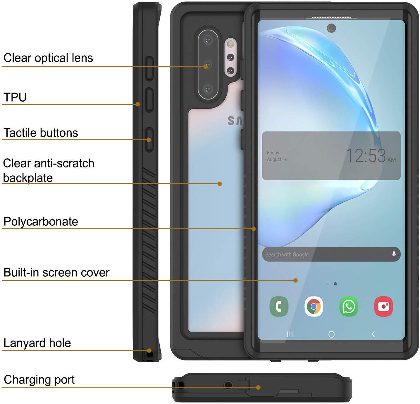Capa para Galaxy Note 10+ Plus, Punkcase [Série Extrema] Capa Protetora com Protetor de Tela Integrado [Preto]