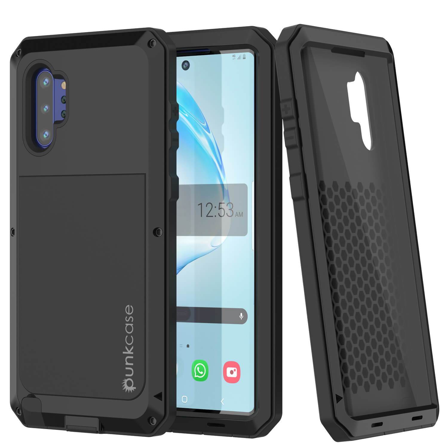Capa Galaxy Note 10+ Plus, Capa Metálica Preta PUNKcase à Prova de Choque Slim Metal Armor [Preta]