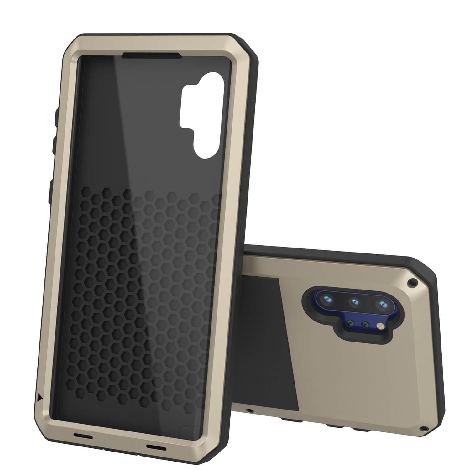 Capa Galaxy Note 10+ Plus, PUNKcase Metálico Dourado à Prova de Choque, Capa de Armadura Metálica Fina [Dourado]