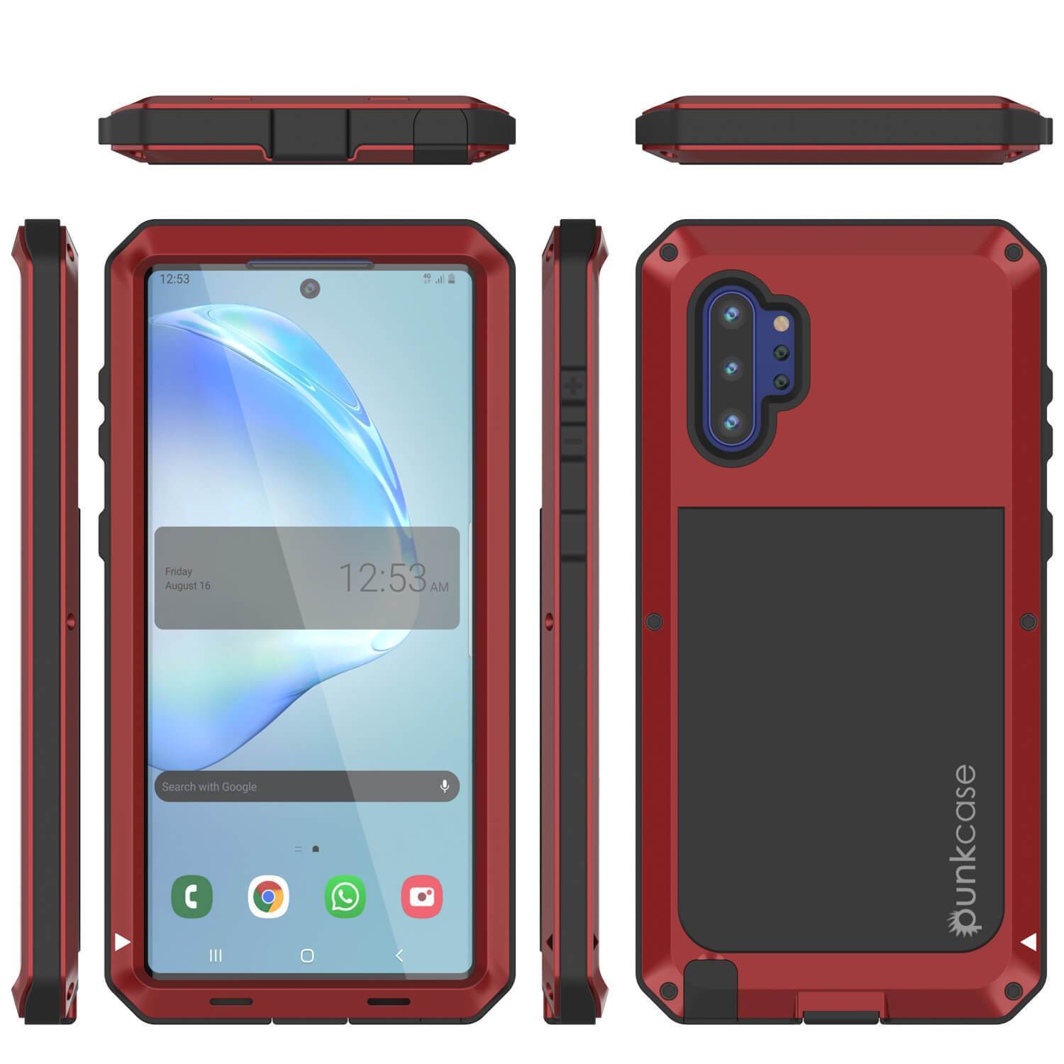 Capa Galaxy Note 10+ Plus, PUNKcase Metálica Vermelha à Prova de Choque Slim Metal Armor Case [Vermelho]