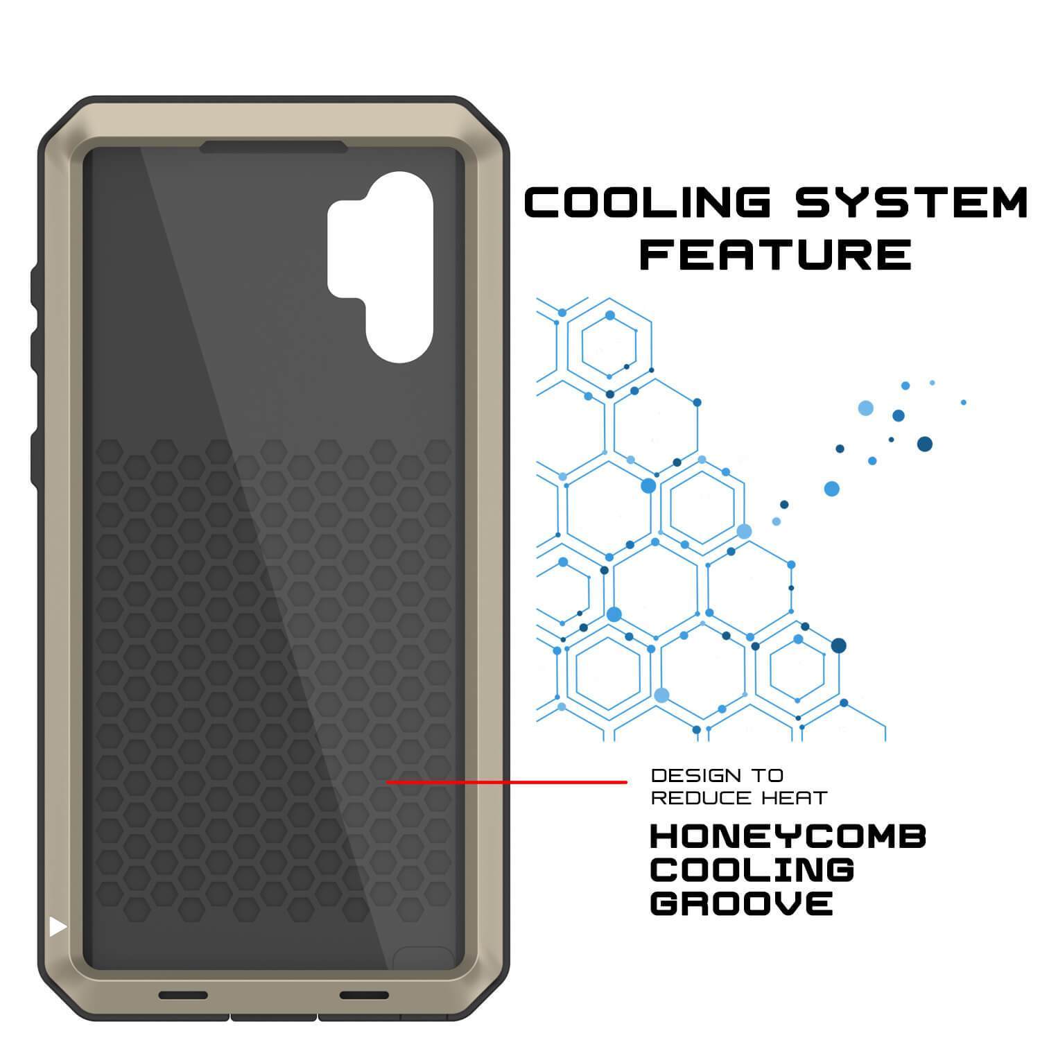Capa Galaxy Note 10+ Plus, PUNKcase Metálico Dourado à Prova de Choque, Capa de Armadura Metálica Fina [Dourado]