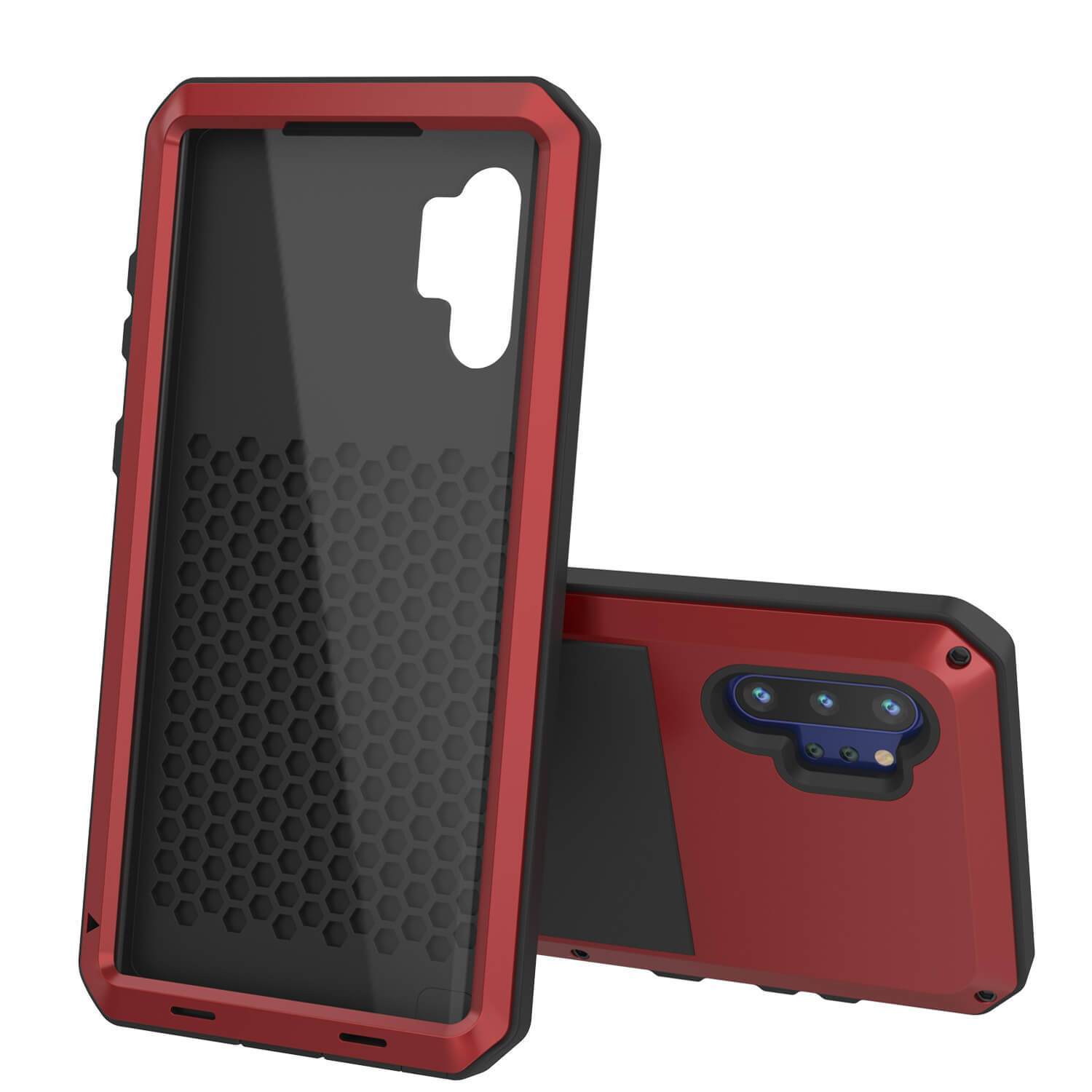 Capa Galaxy Note 10+ Plus, PUNKcase Metálica Vermelha à Prova de Choque Slim Metal Armor Case [Vermelho]