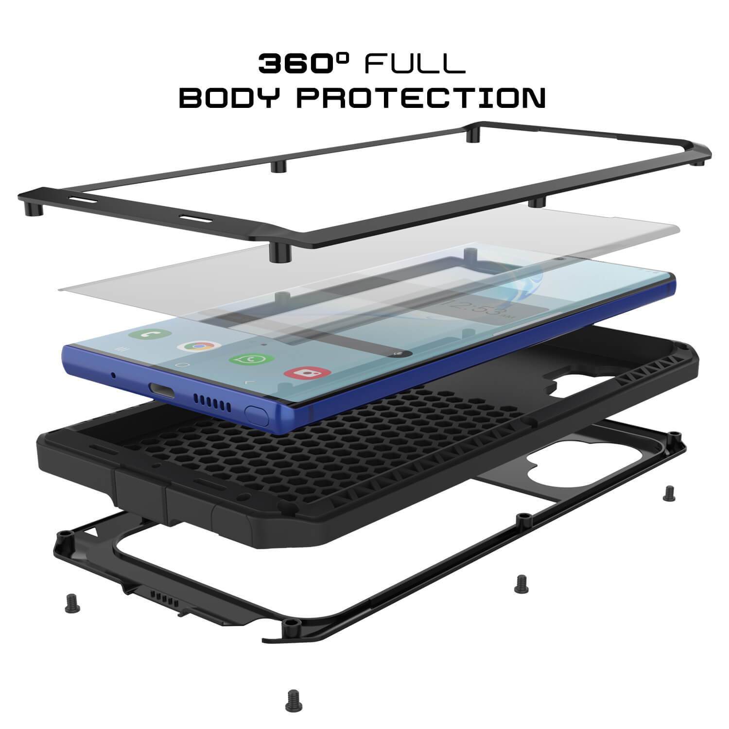 Capa Galaxy Note 10+ Plus, Capa Metálica Preta PUNKcase à Prova de Choque Slim Metal Armor [Preta]
