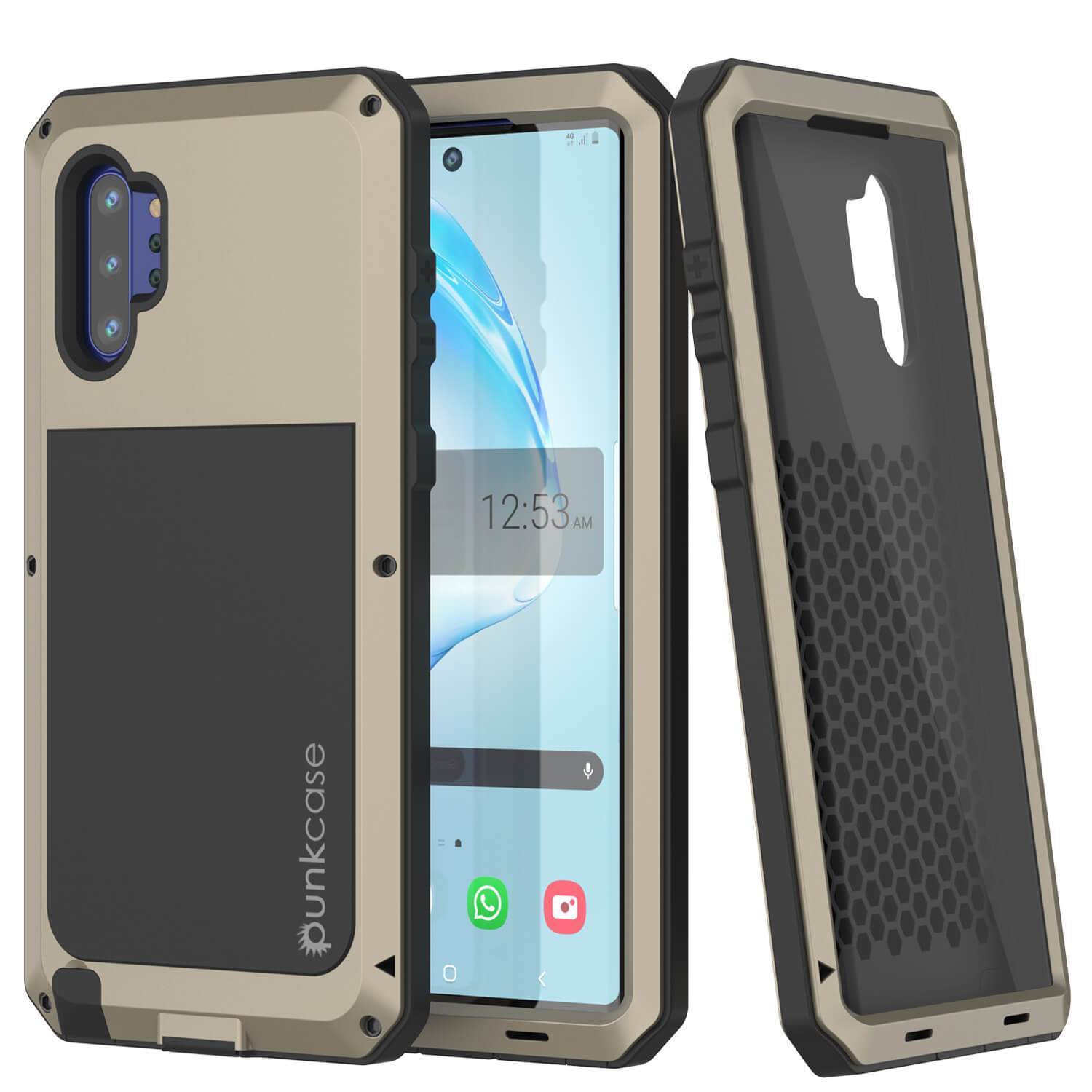 Capa Galaxy Note 10+ Plus, PUNKcase Metálico Dourado à Prova de Choque, Capa de Armadura Metálica Fina [Dourado]
