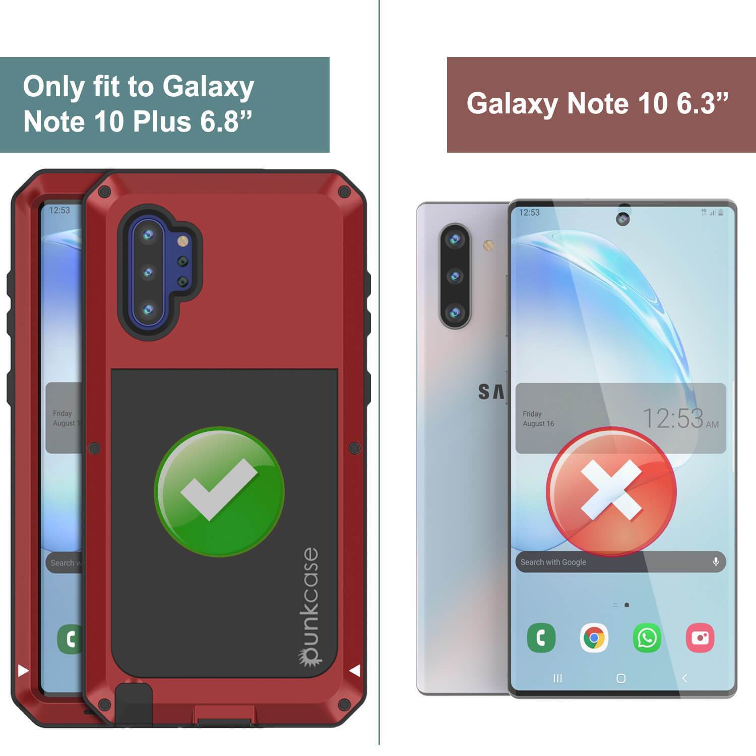 Capa Galaxy Note 10+ Plus, PUNKcase Metálica Vermelha à Prova de Choque Slim Metal Armor Case [Vermelho]