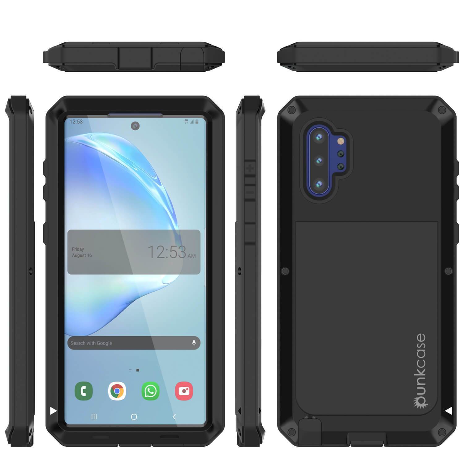Capa Galaxy Note 10+ Plus, Capa Metálica Preta PUNKcase à Prova de Choque Slim Metal Armor [Preta]
