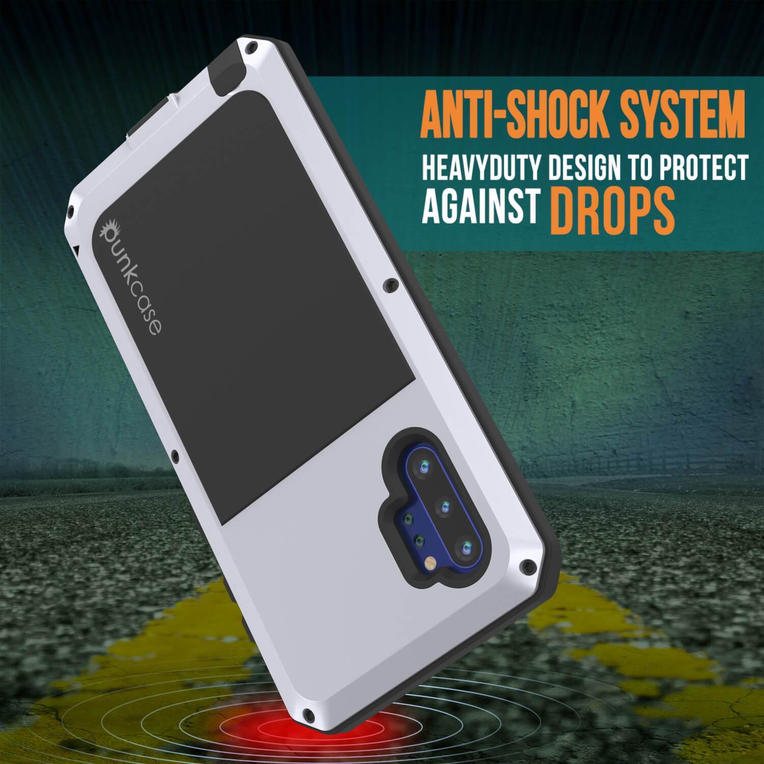Capa Galaxy Note 10+ Plus, Capa Metálica Branca à Prova de Choque Slim Metal Armor PUNKcase [Branca]
