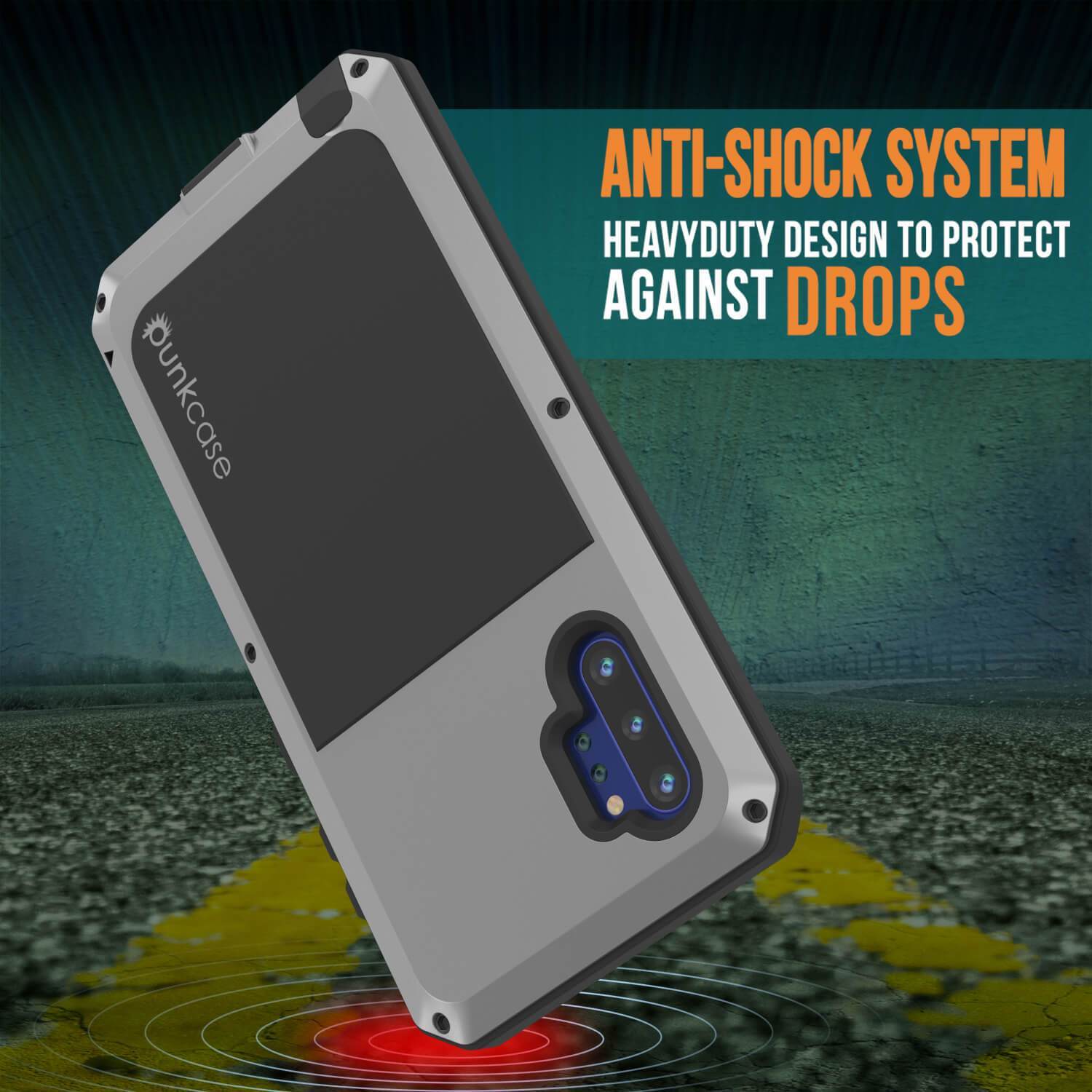 Capa Galaxy Note 10+ Plus, Capa PUNKcase Metálica Prateada à Prova de Choque Slim Metal Armor [Prateado]