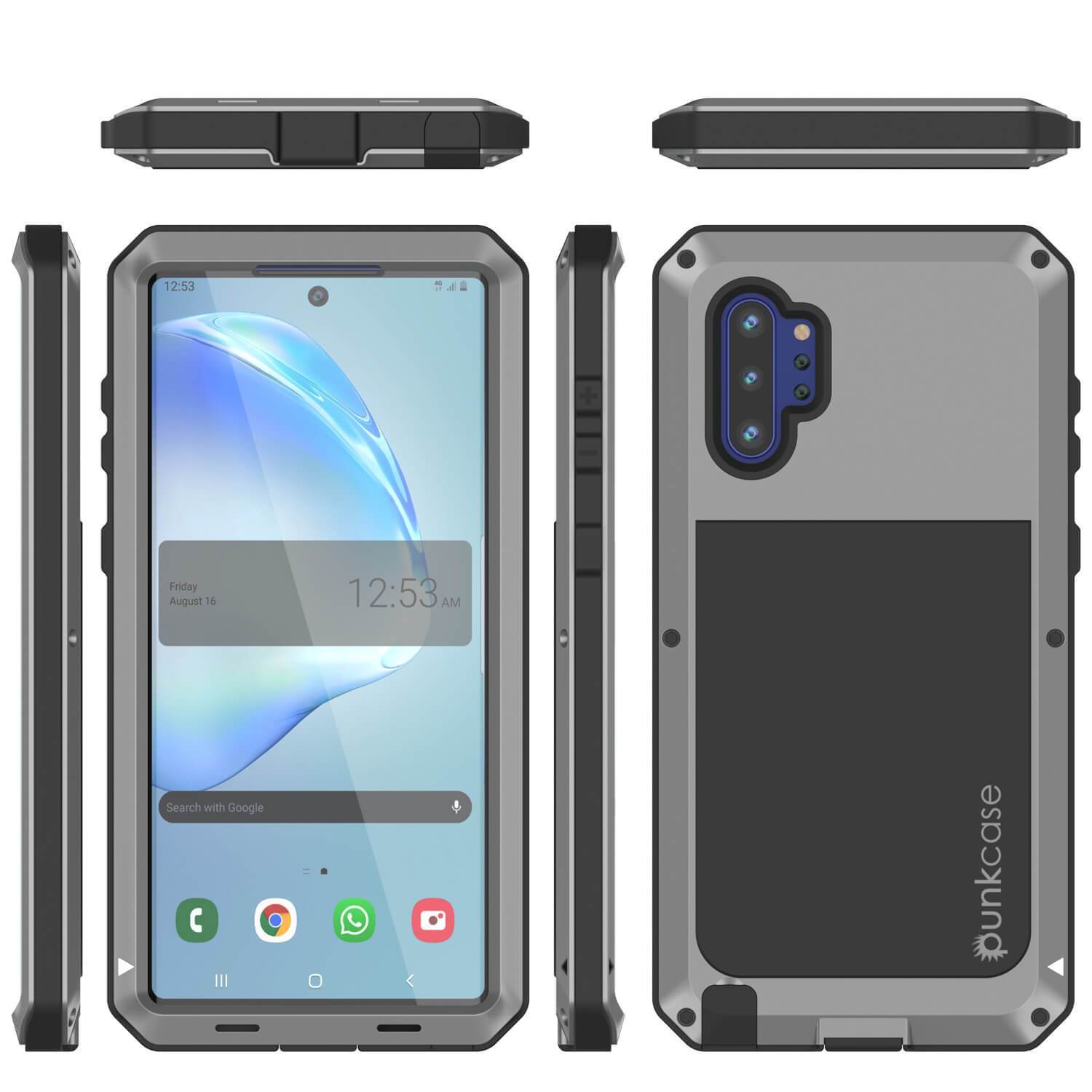 Capa Galaxy Note 10+ Plus, Capa PUNKcase Metálica Prateada à Prova de Choque Slim Metal Armor [Prateado]