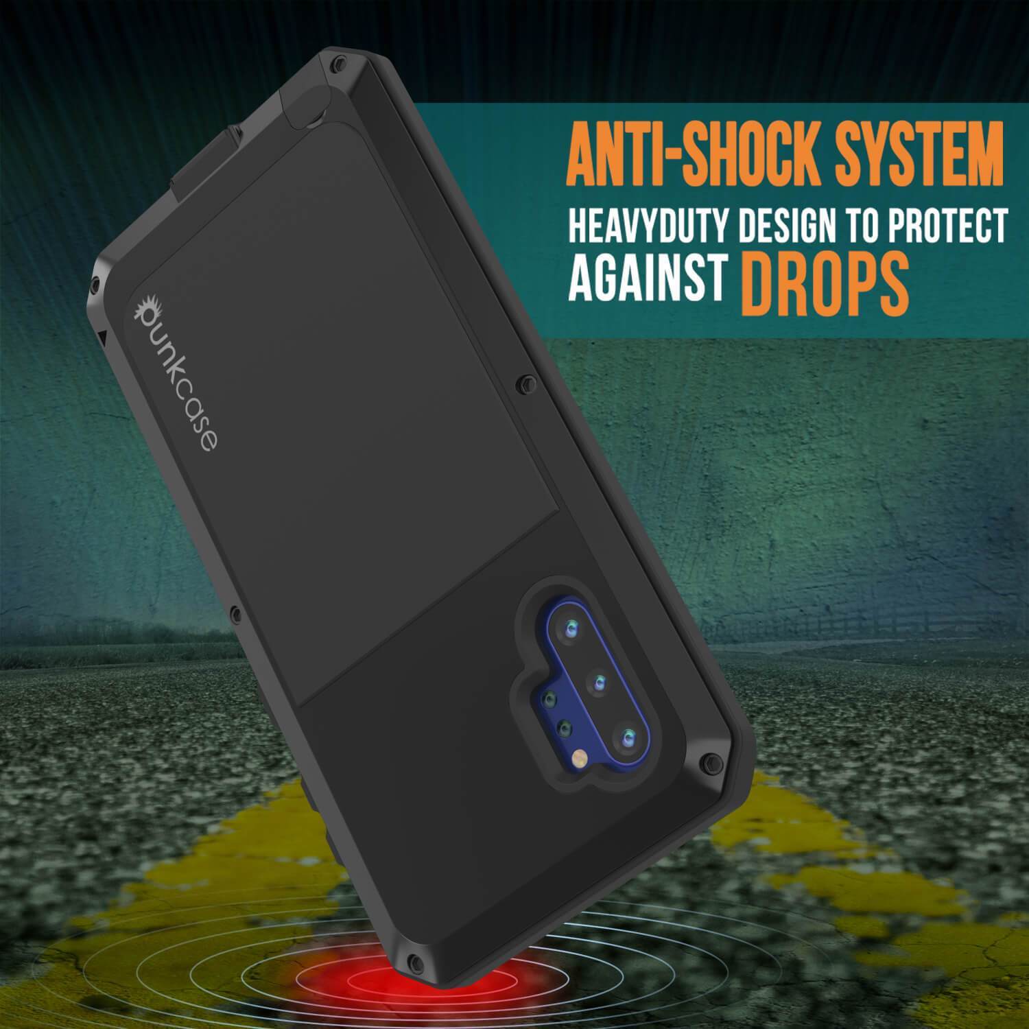 Capa Galaxy Note 10+ Plus, Capa Metálica Preta PUNKcase à Prova de Choque Slim Metal Armor [Preta]
