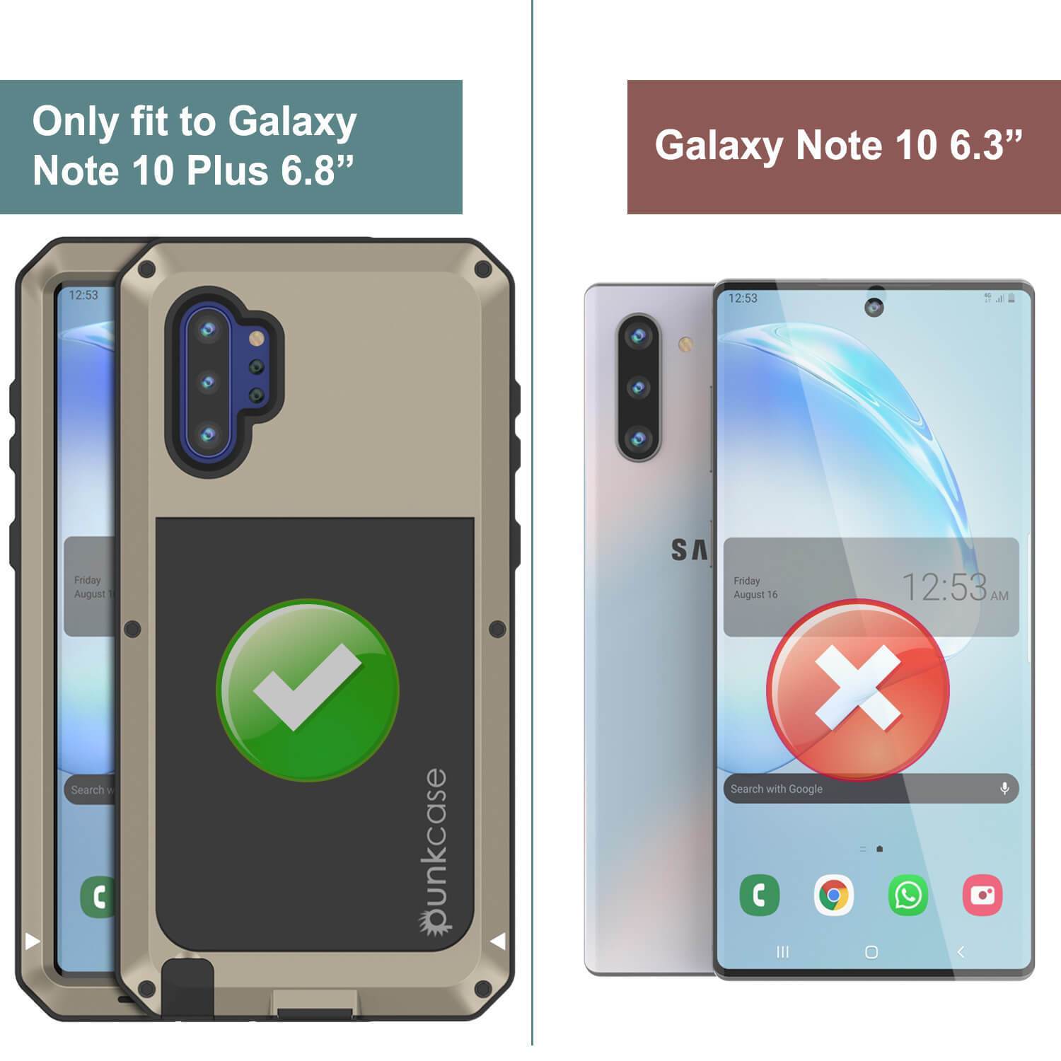 Capa Galaxy Note 10+ Plus, PUNKcase Metálico Dourado à Prova de Choque, Capa de Armadura Metálica Fina [Dourado]