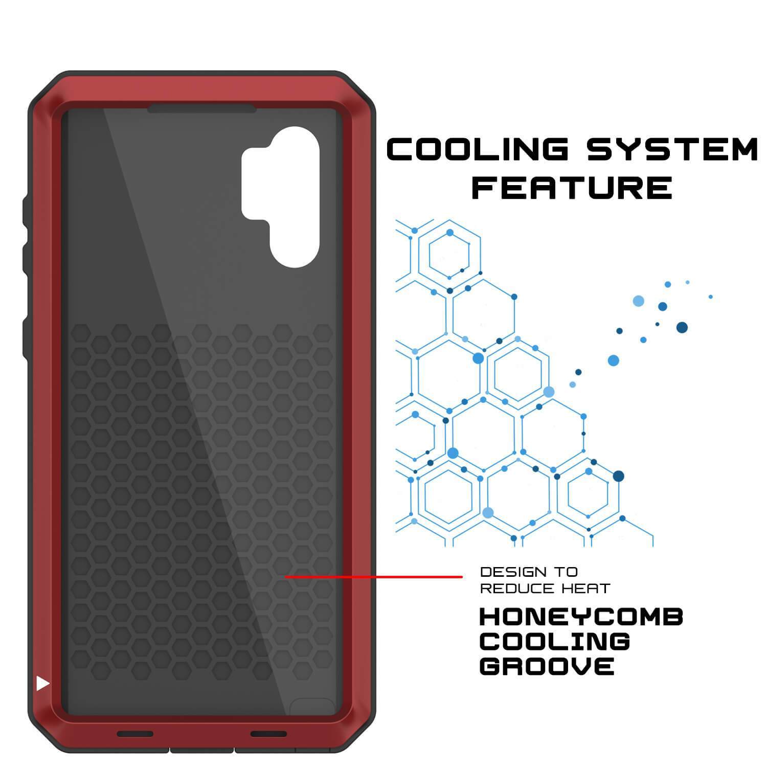 Capa Galaxy Note 10+ Plus, PUNKcase Metálica Vermelha à Prova de Choque Slim Metal Armor Case [Vermelho]