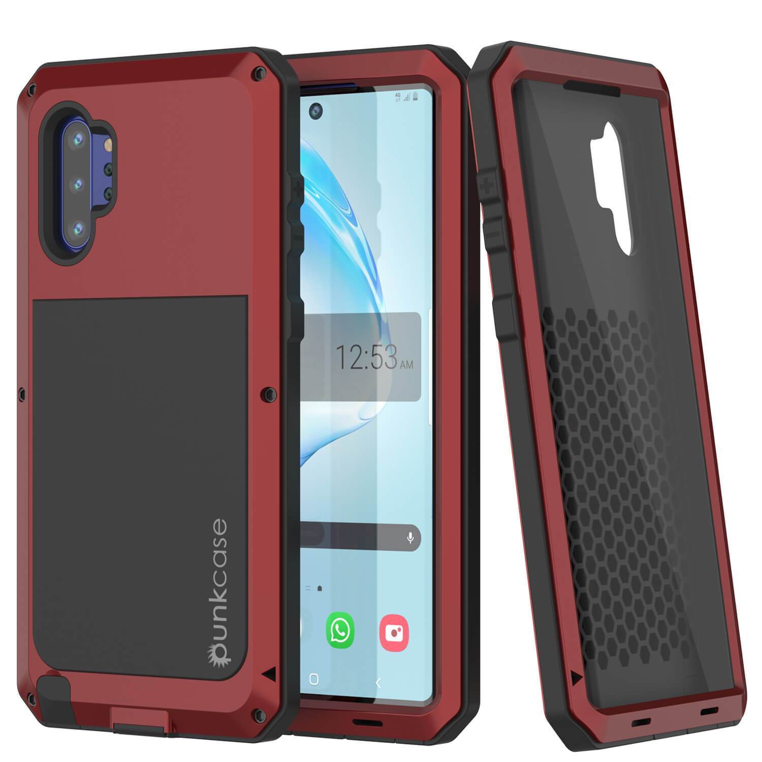 Capa Galaxy Note 10+ Plus, PUNKcase Metálica Vermelha à Prova de Choque Slim Metal Armor Case [Vermelho]