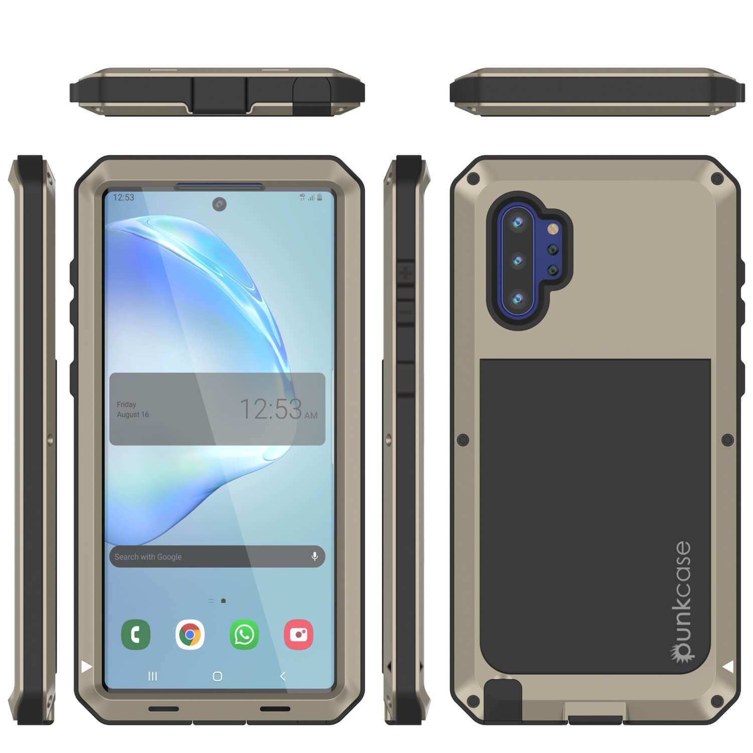 Capa Galaxy Note 10+ Plus, PUNKcase Metálico Dourado à Prova de Choque, Capa de Armadura Metálica Fina [Dourado]