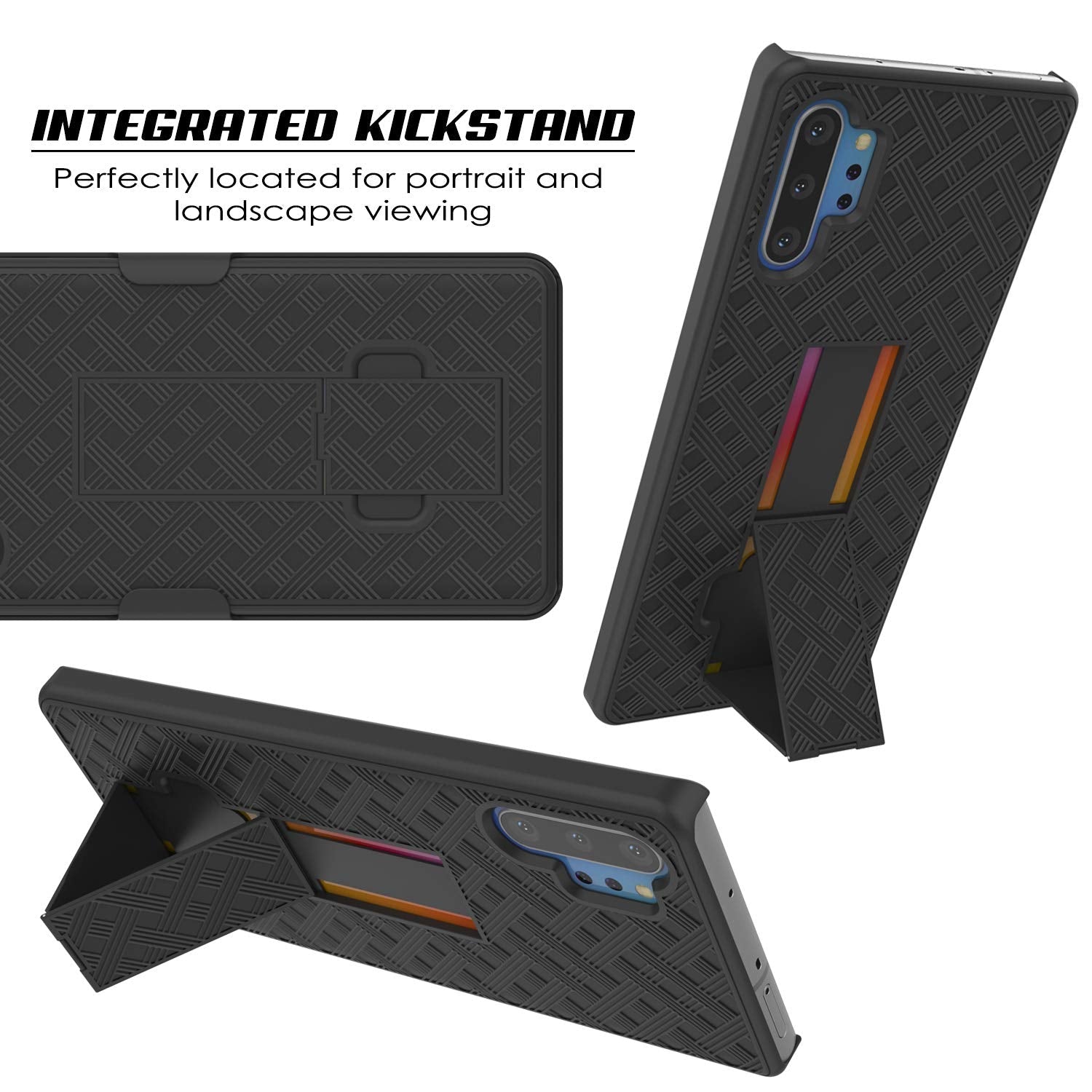 Capa PunkCase Galaxy Note 10+ Plus com protetor de tela, clipe de cinto e suporte embutido [preto]
